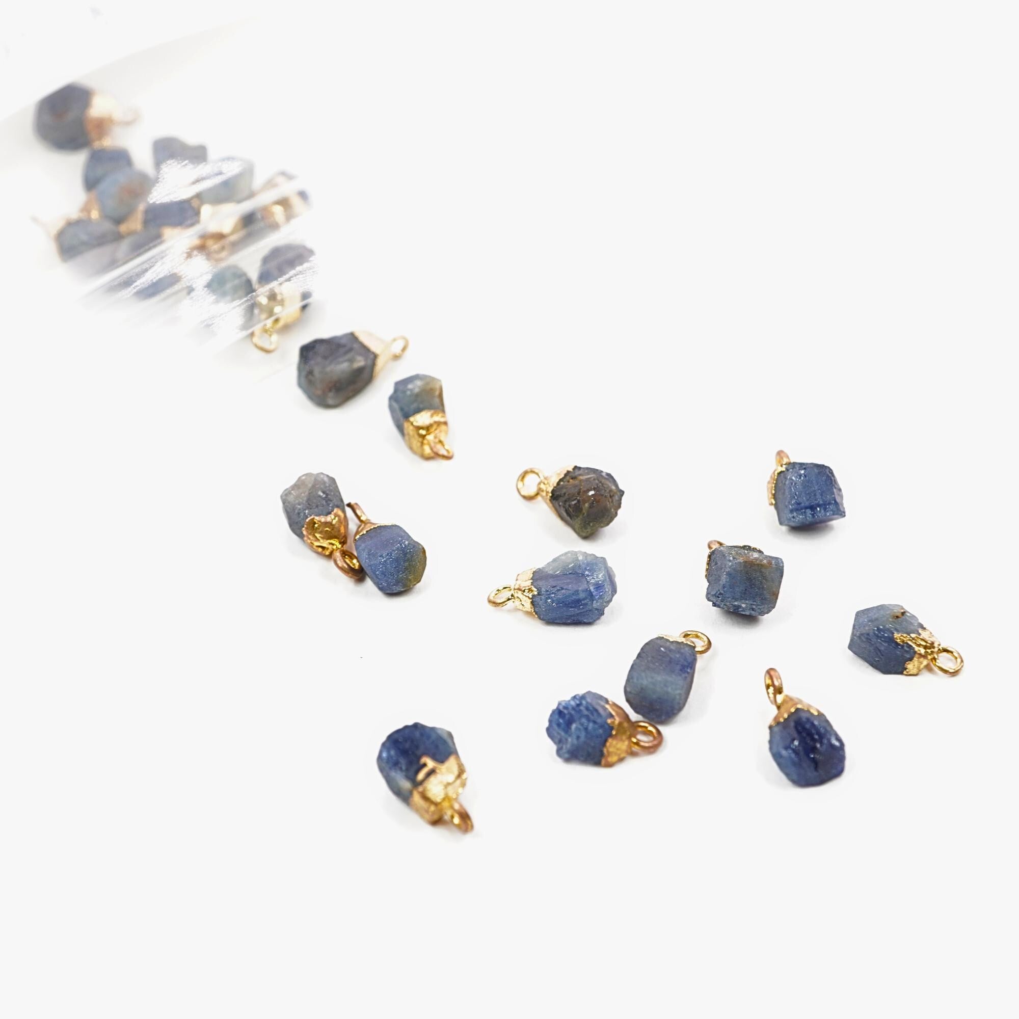 Iolite Rough Shape Gemstone Gold Electroplated Charm Pendant