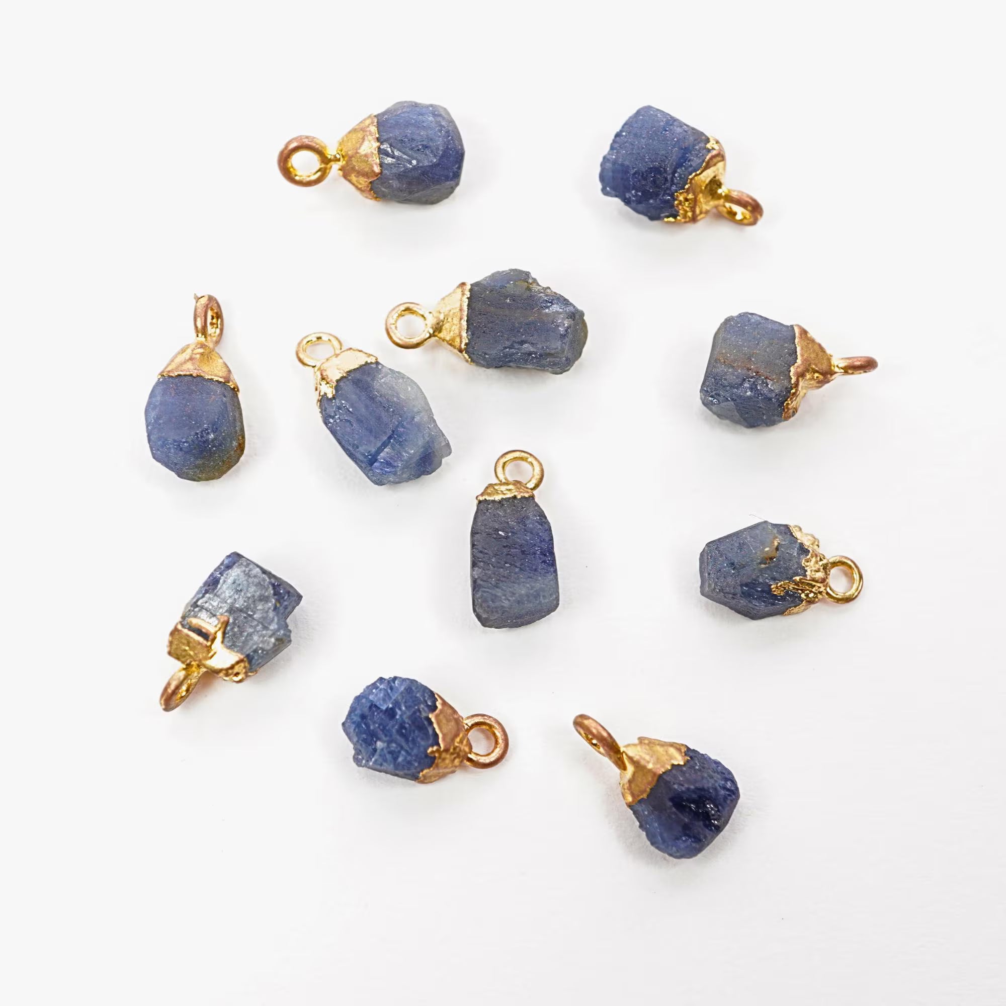 Iolite Rough Shape Gemstone Gold Electroplated Charm Pendant