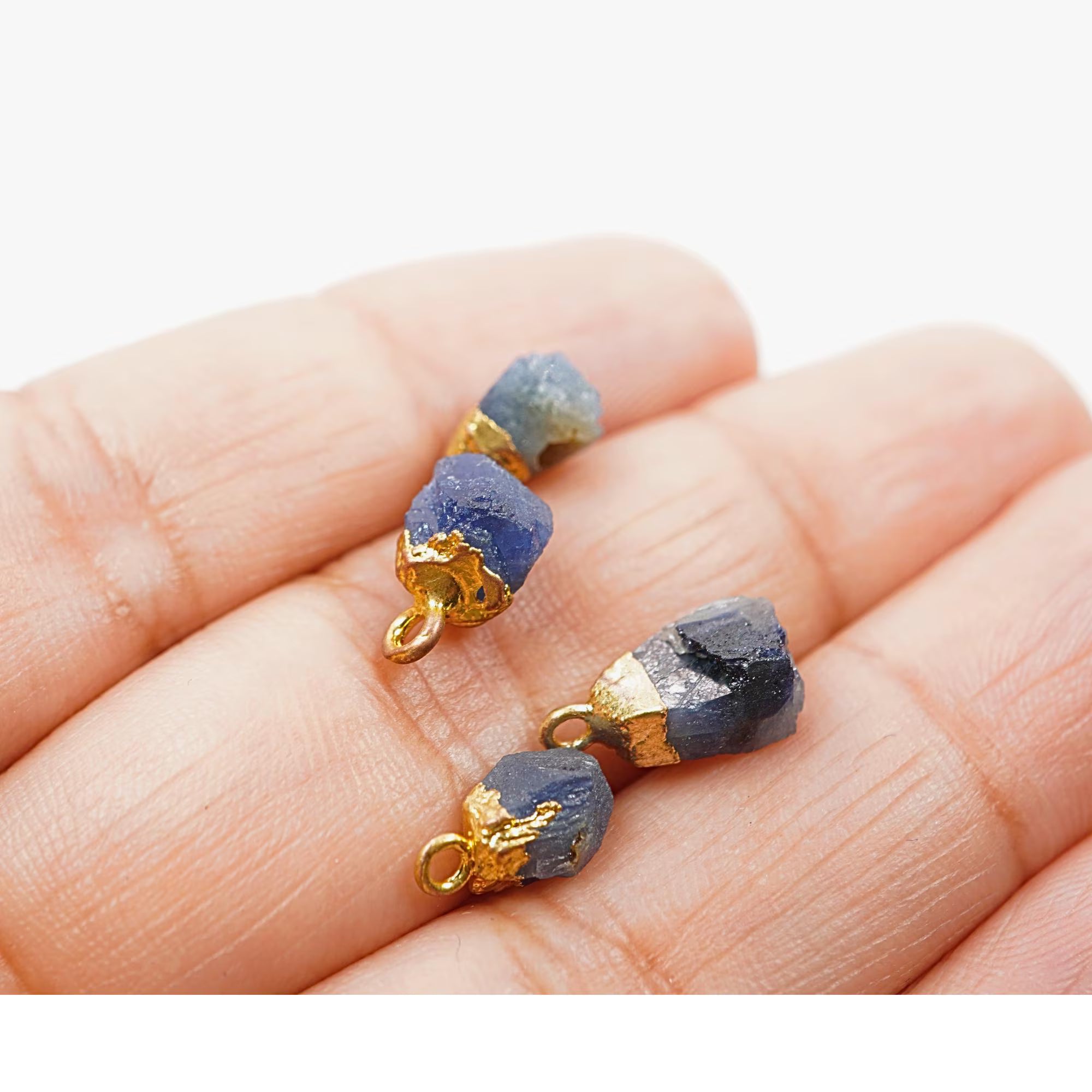 Iolite Rough Shape Gemstone Gold Electroplated Charm Pendant