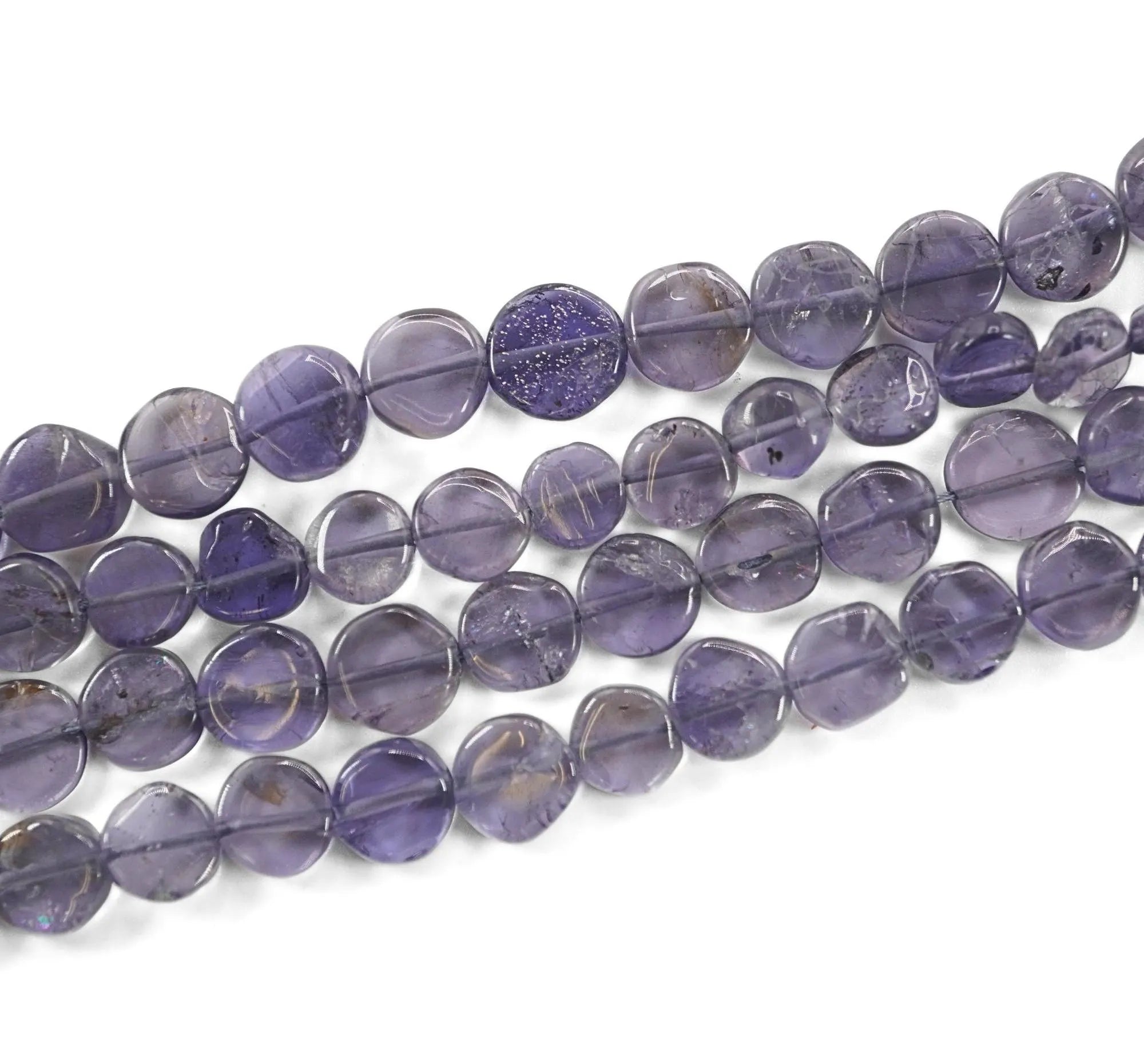 Iolite Smooth Coin Shape Gemstone Strand Beads