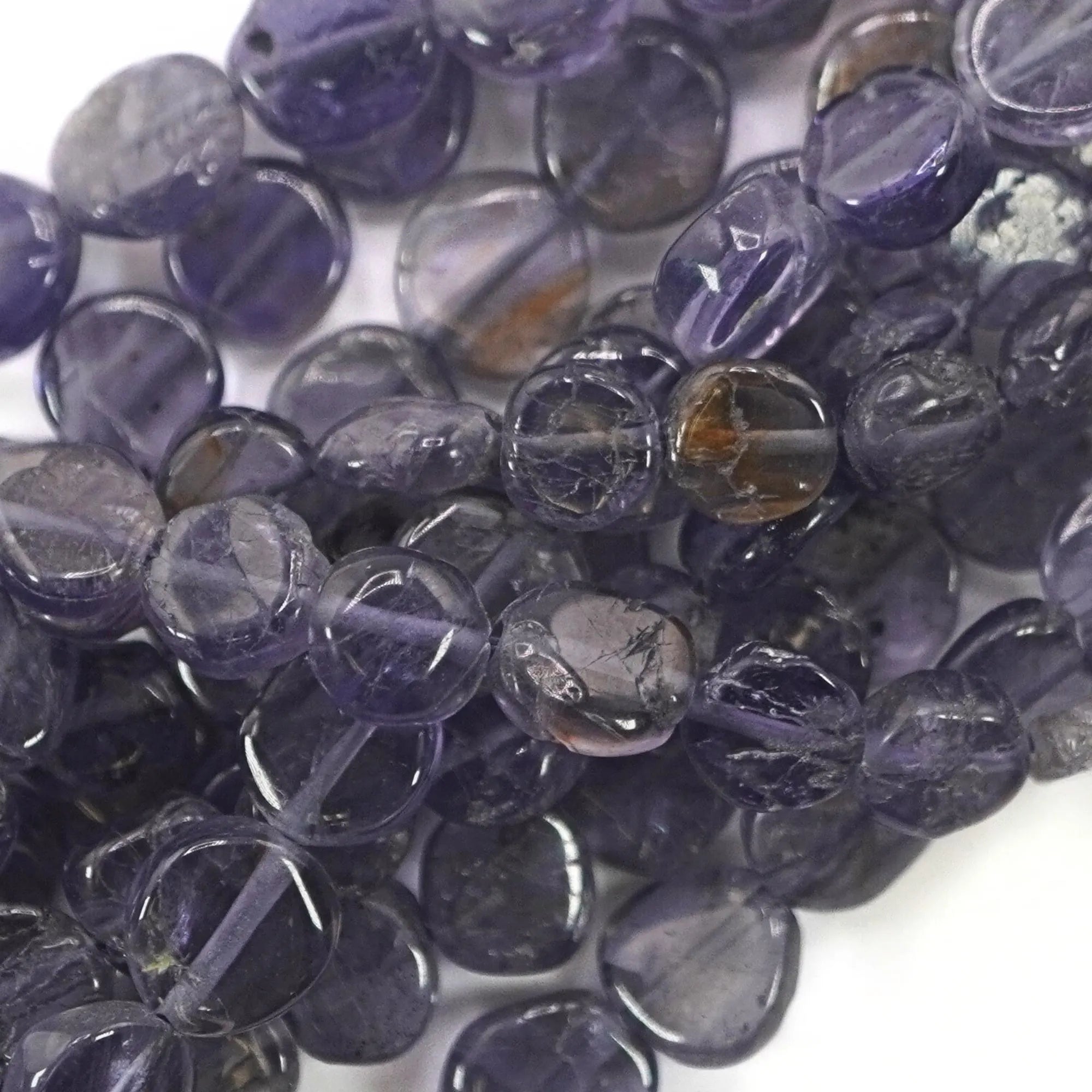 Iolite Smooth Coin Shape Gemstone Strand Beads