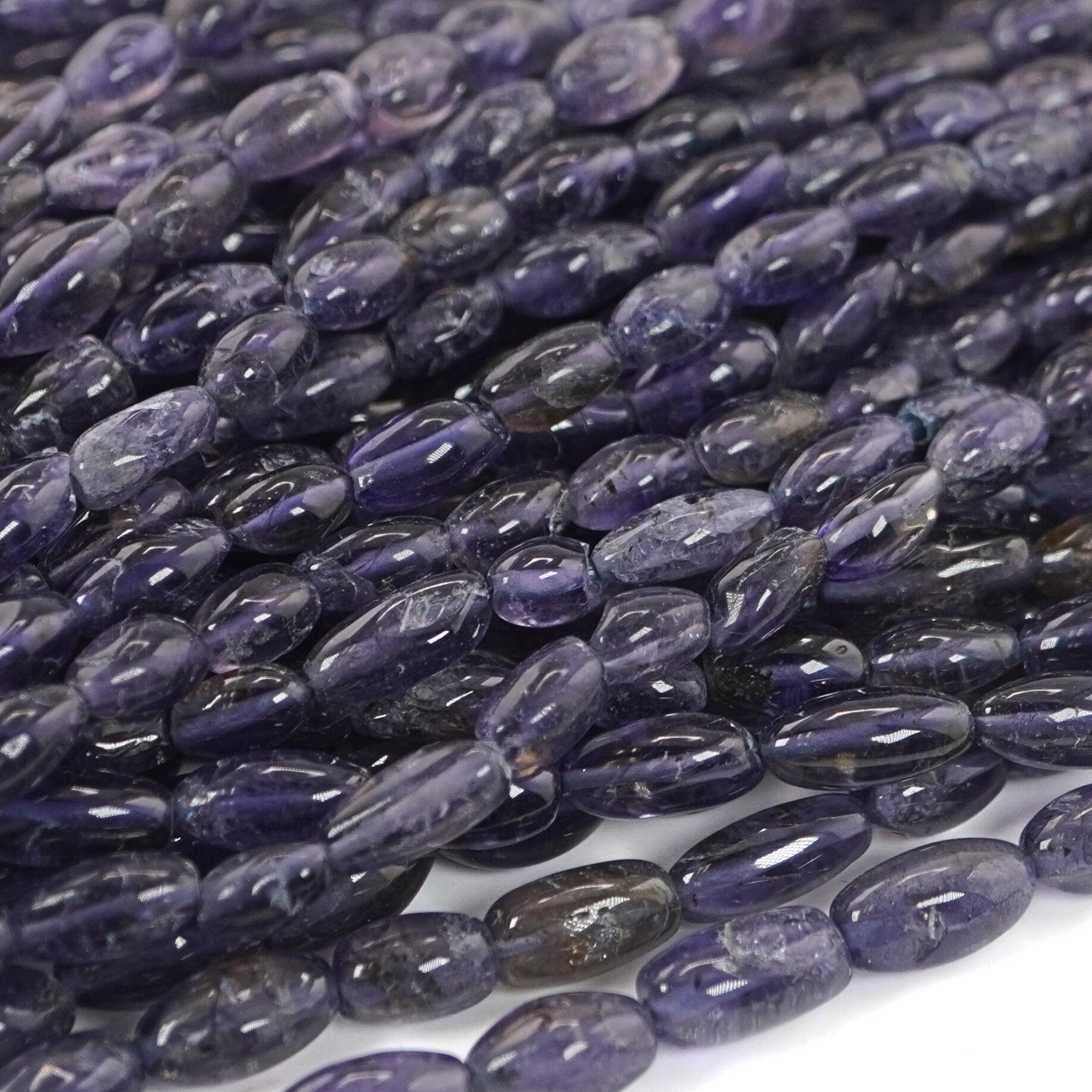 Iolite Smooth Oval Shape Gemstone Strand Beads