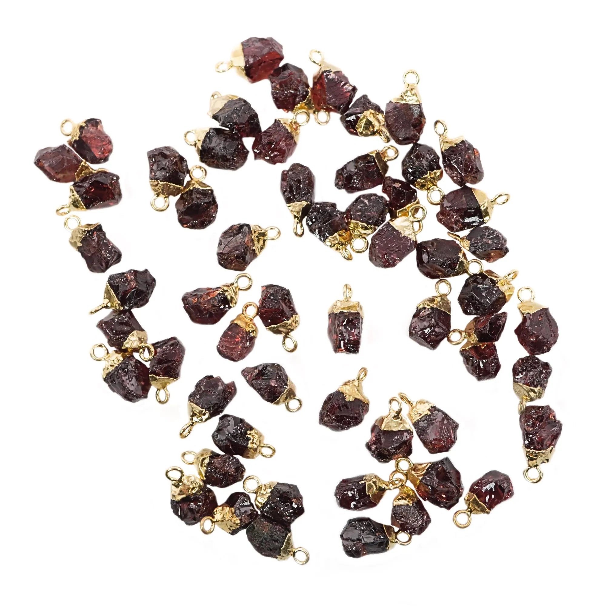 Garnet Raw Rough Shape Gemstone Gold Electroplated Charm Pendant