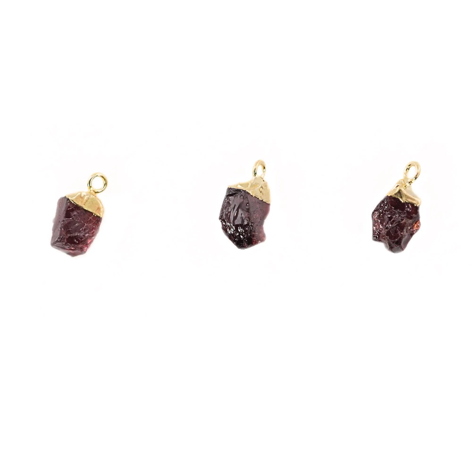 Garnet Raw Rough Shape Gemstone Gold Electroplated Charm Pendant