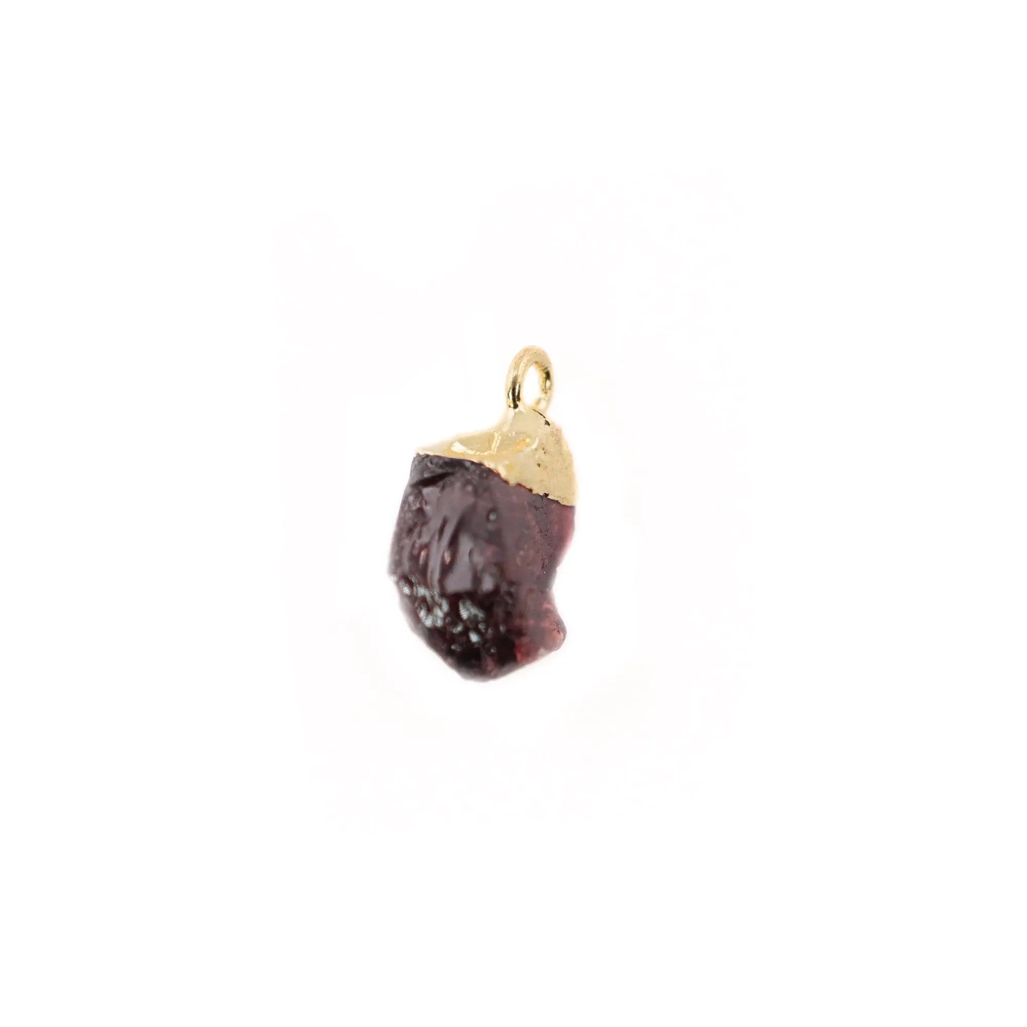 Garnet Raw Rough Shape Gemstone Gold Electroplated Charm Pendant