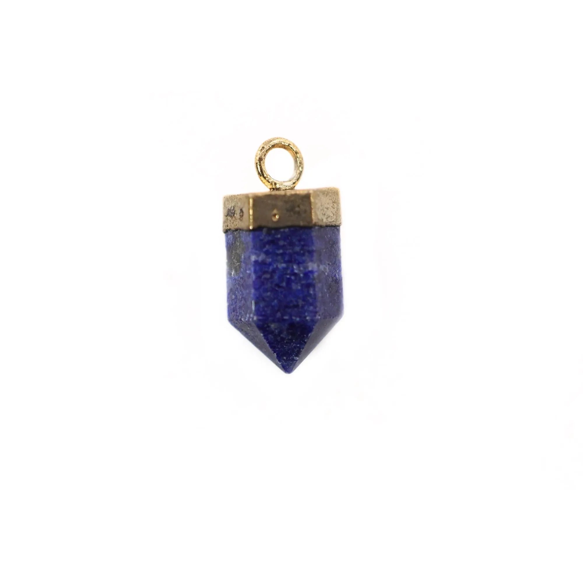 Lapis Lazuli Faceted Pointer Pencil Shape Gemstone Gold Electroplated Charm Pendant