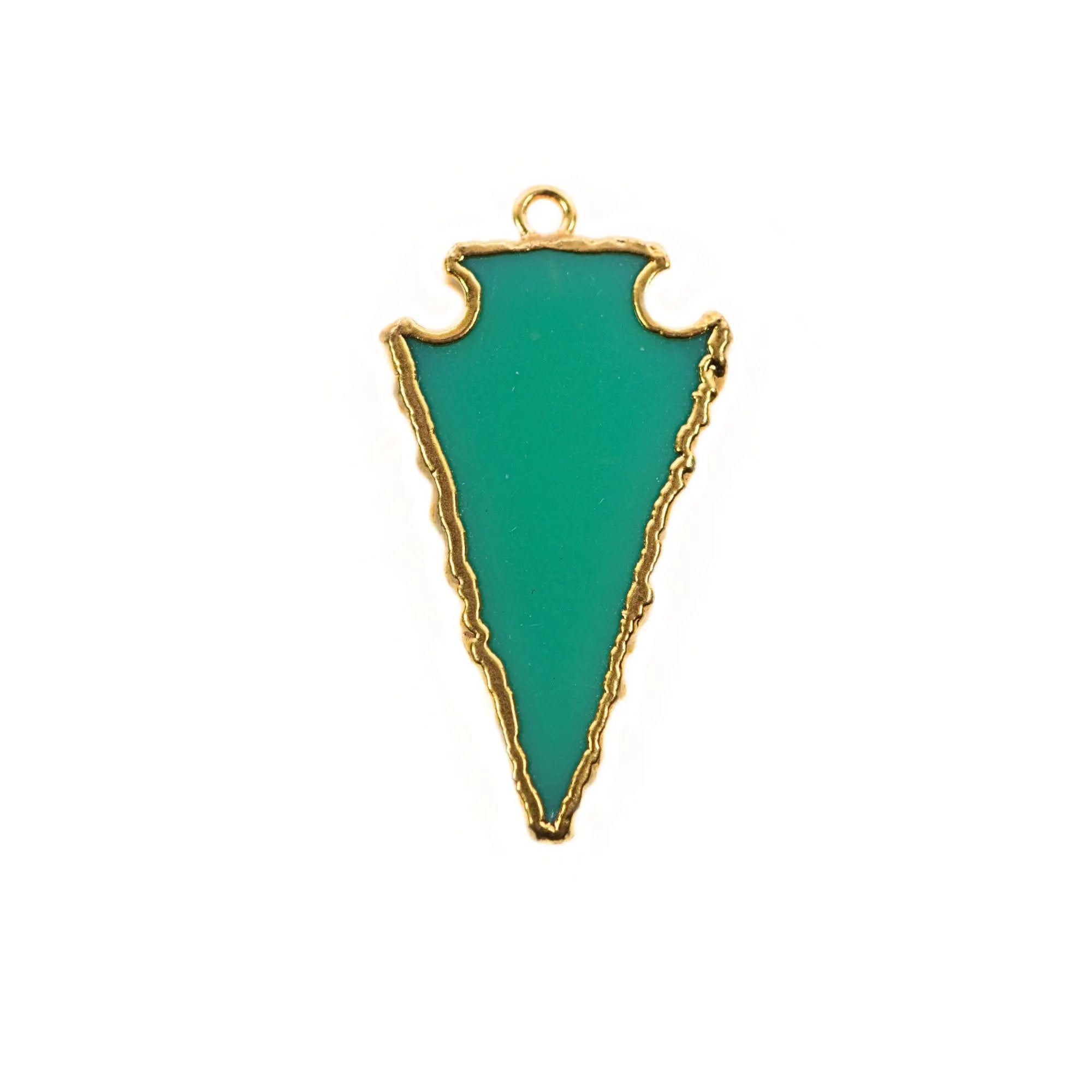 Green Chrysoprase Arrowhead Shape Gemstone Gold Electroplated Charm Pendant