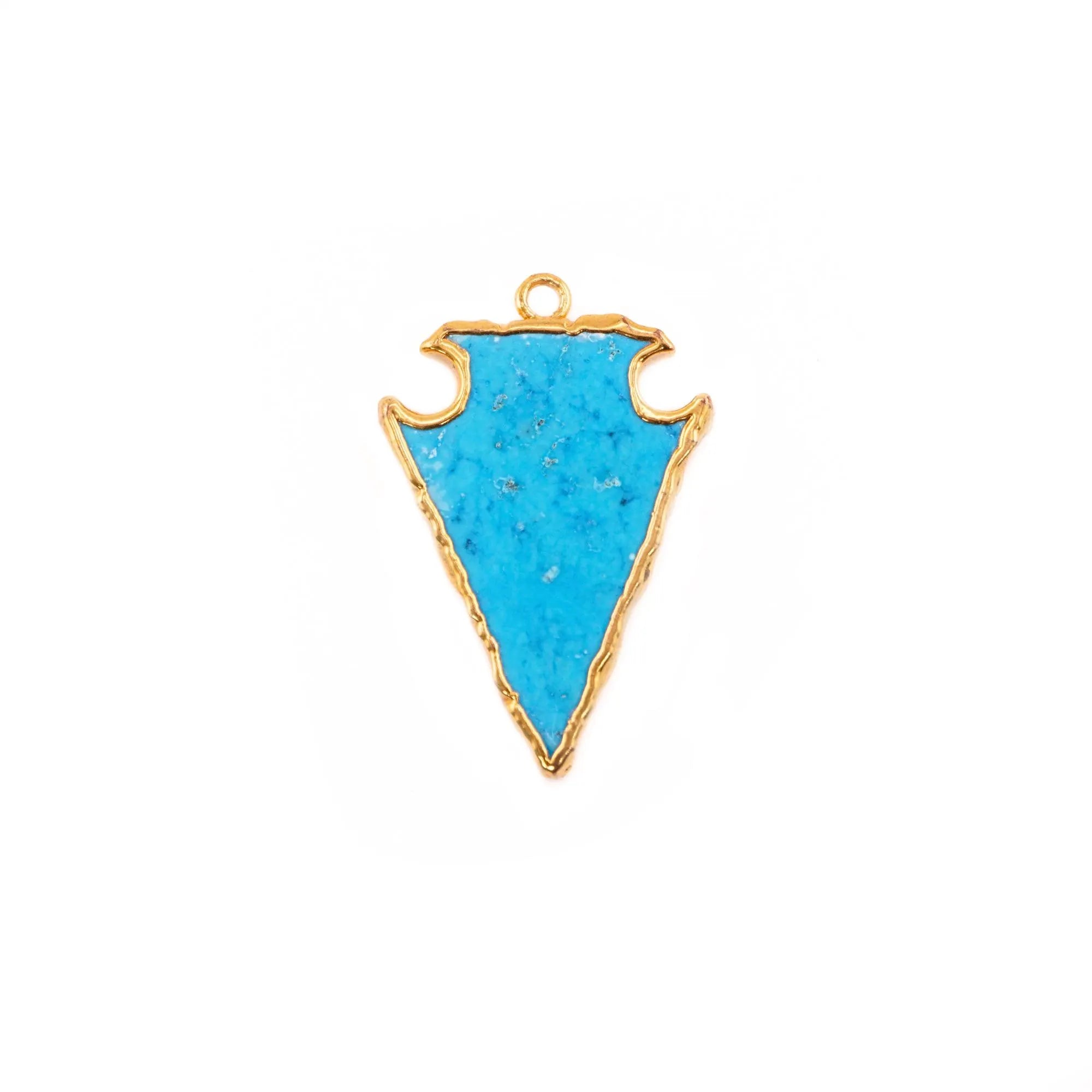 Howlite Turquoise Arrowhead Shape Gemstone Gold Electroplated Charm Pendant