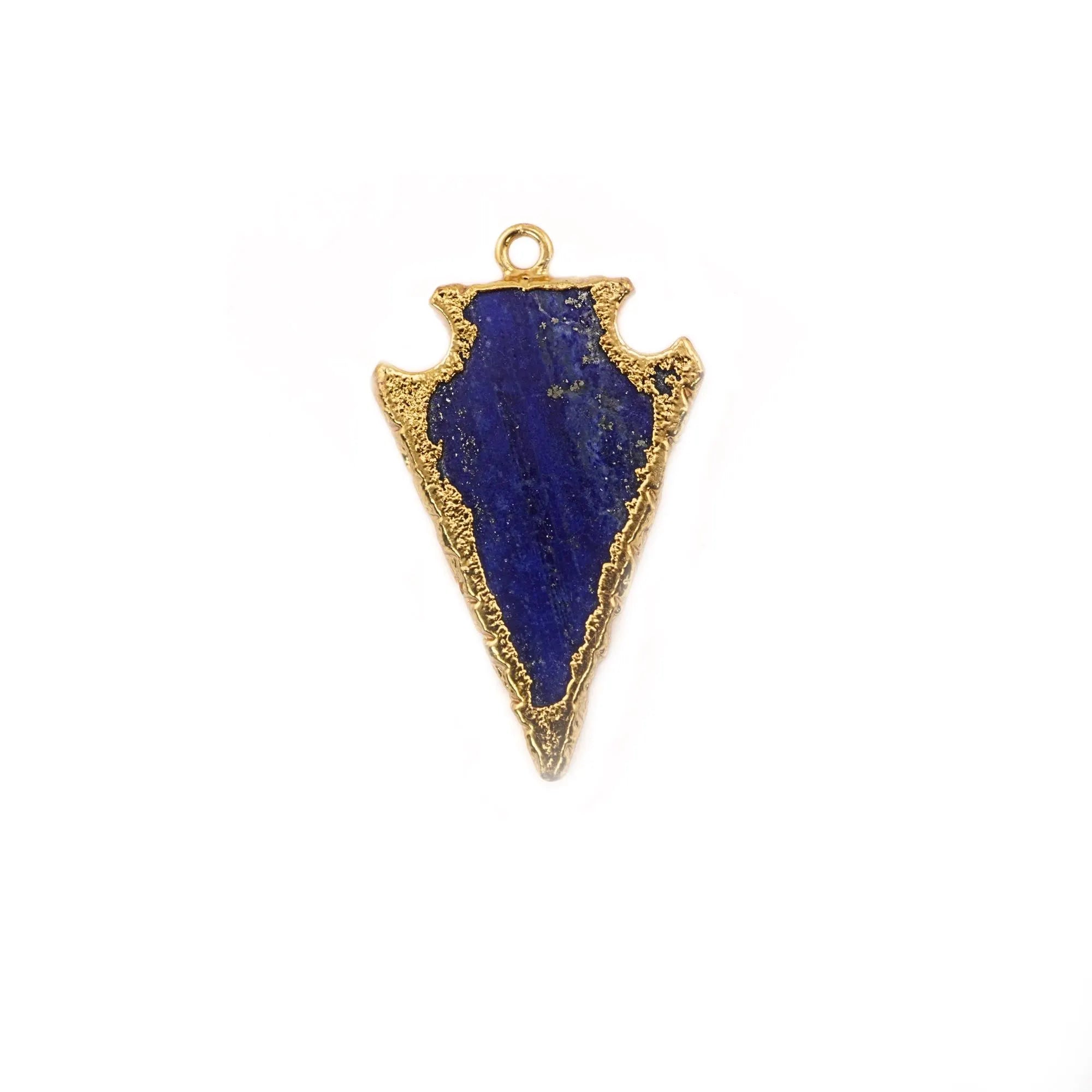 Lapis Lazuli Smooth Arrowhead Shape Gemstone Gold Electroplated Charm Pendant