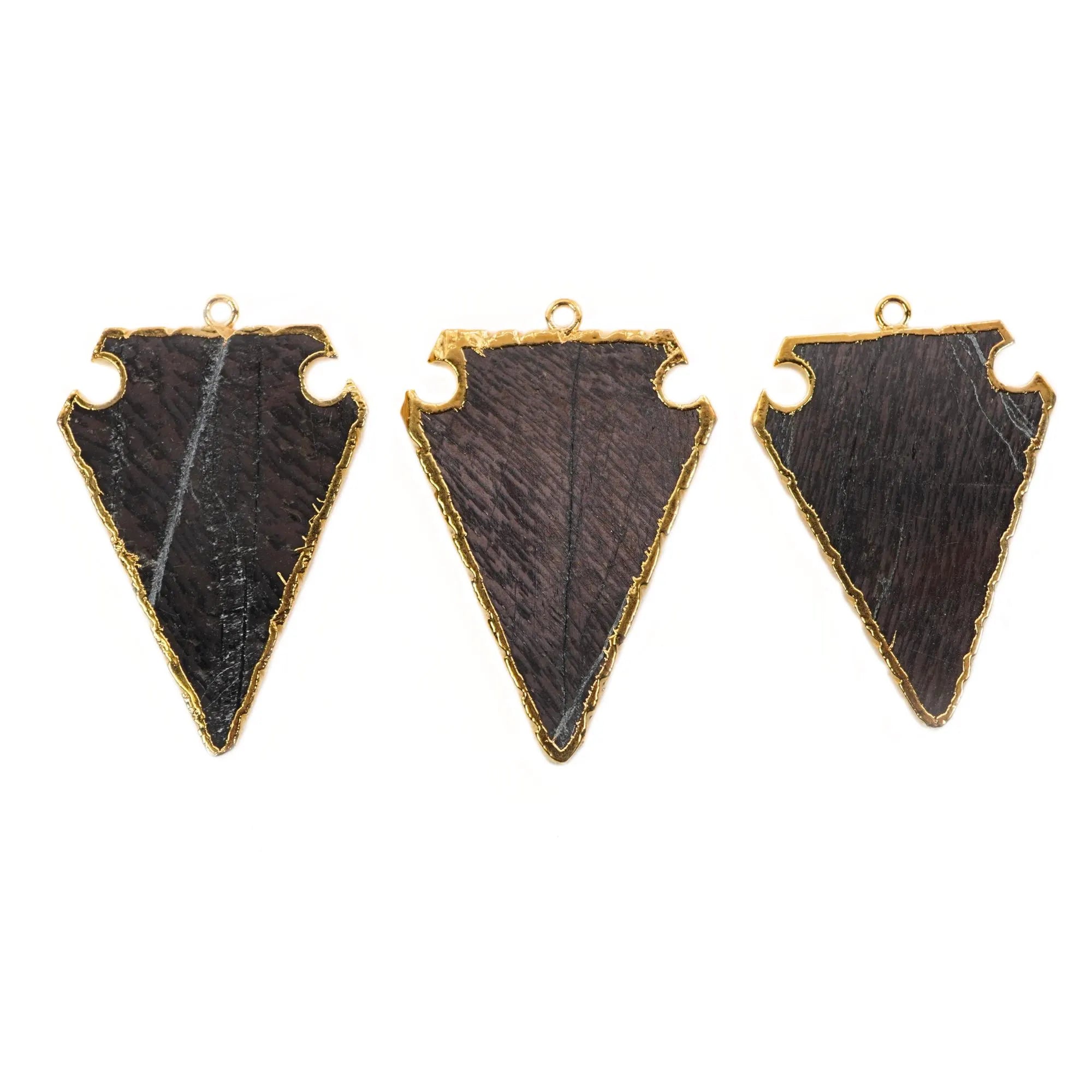 Hypersthene Smooth Arrowhead Shape Gemstone Gold Electroplated Charm Pendant