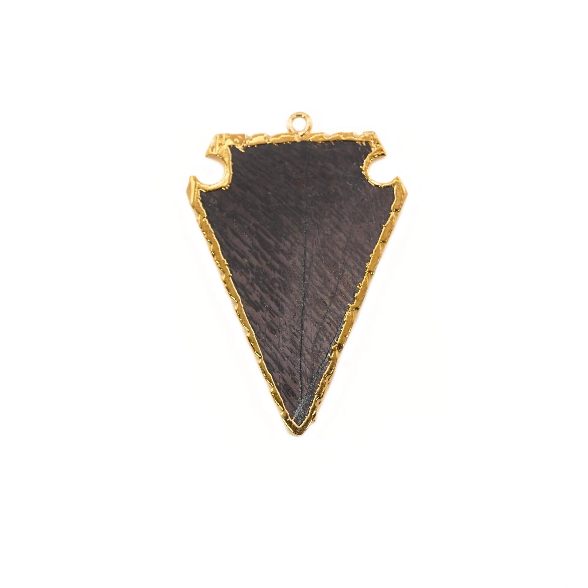 Hypersthene Smooth Arrowhead Shape Gemstone Gold Electroplated Charm Pendant