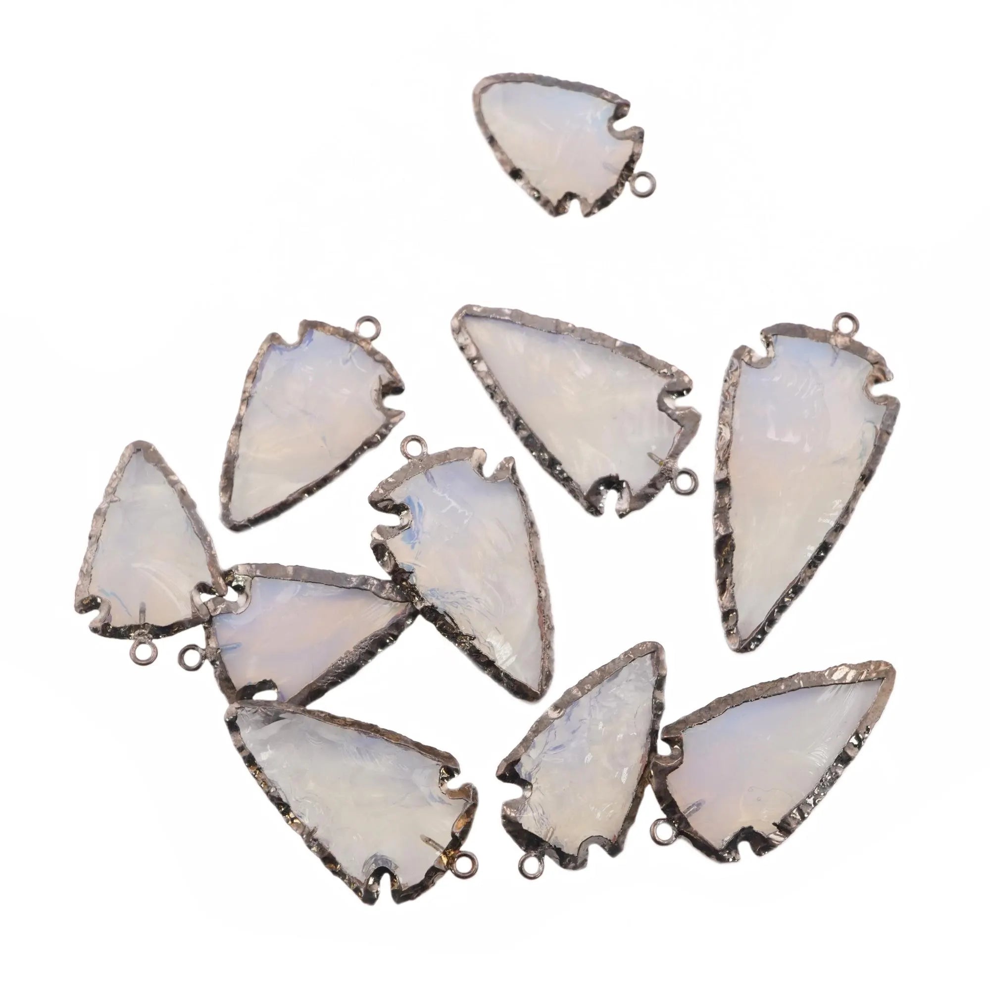 Opalite Arrowhead Shape Gemstone Silver Electroplated Charm Pendant