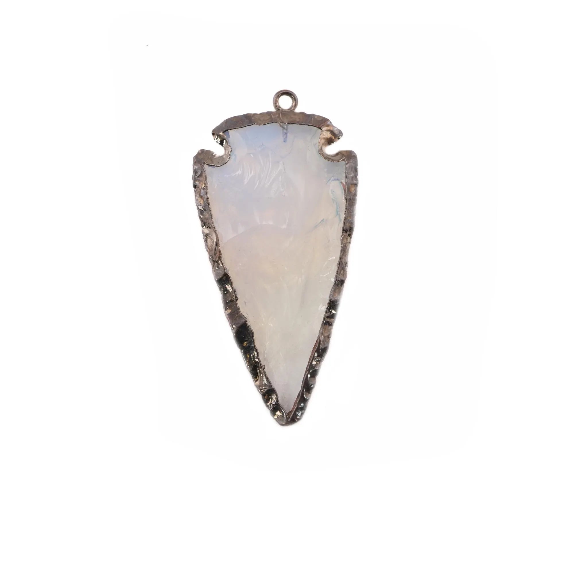 Opalite Arrowhead Shape Gemstone Silver Electroplated Charm Pendant