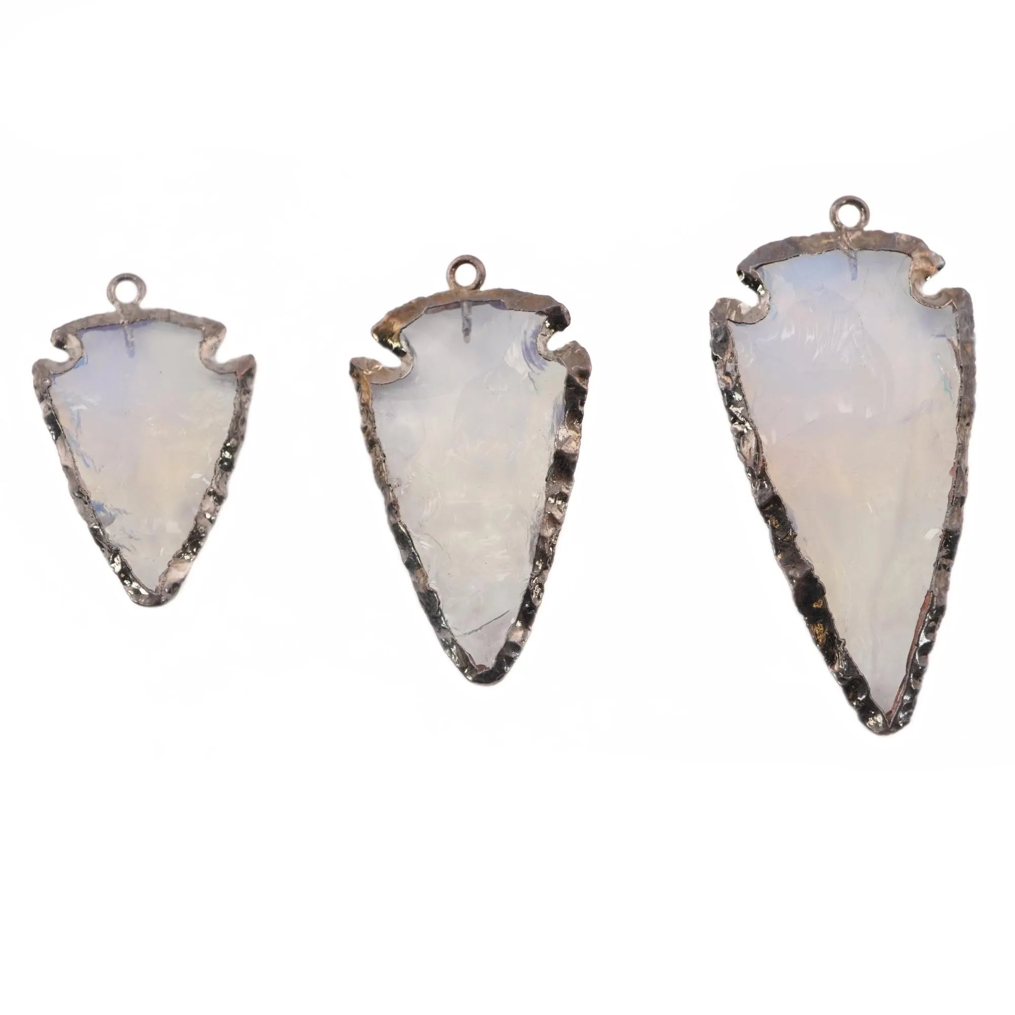 Opalite Arrowhead Shape Gemstone Silver Electroplated Charm Pendant