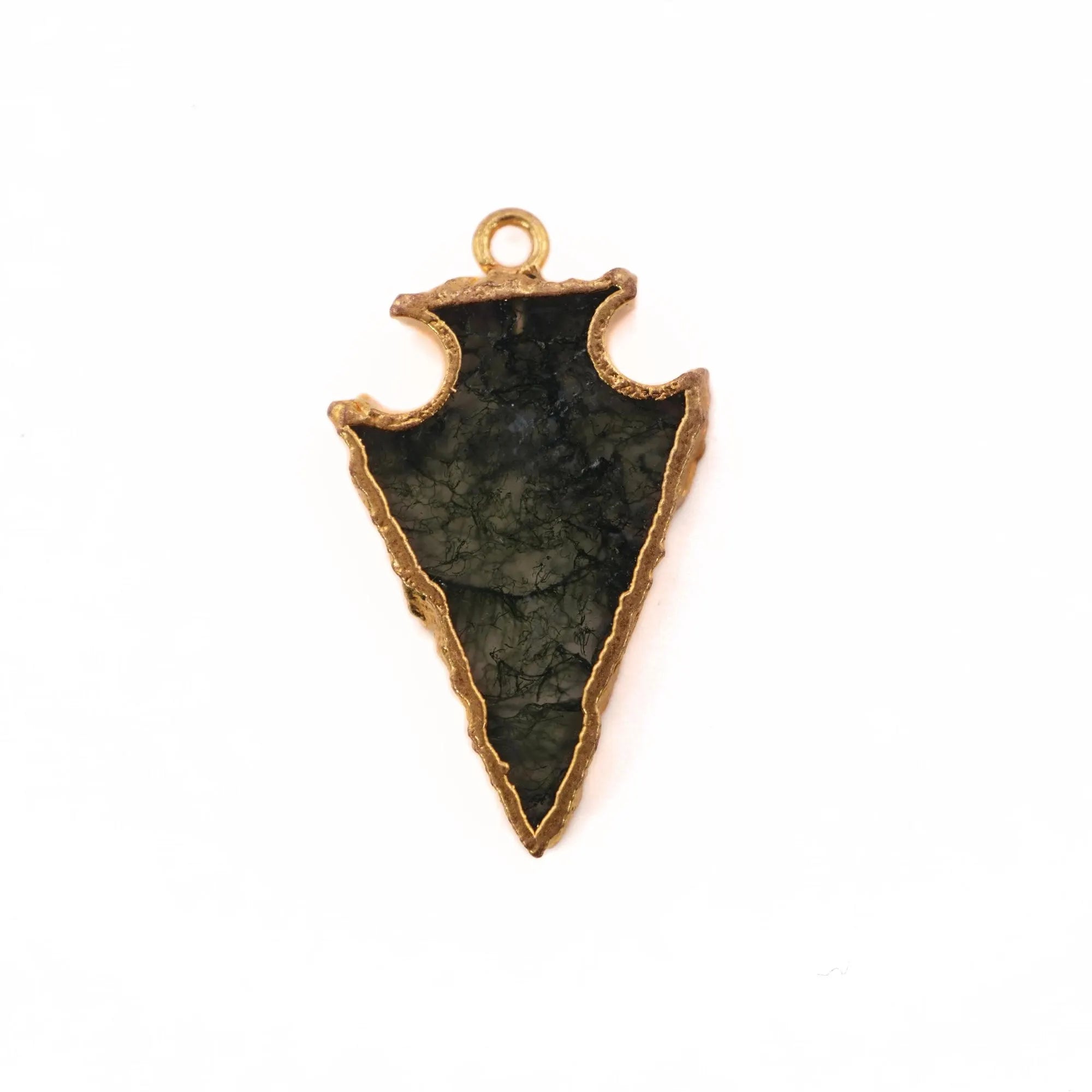 Labradorite Arrowhead Gemstone Gold Electroplated Charm Pendant