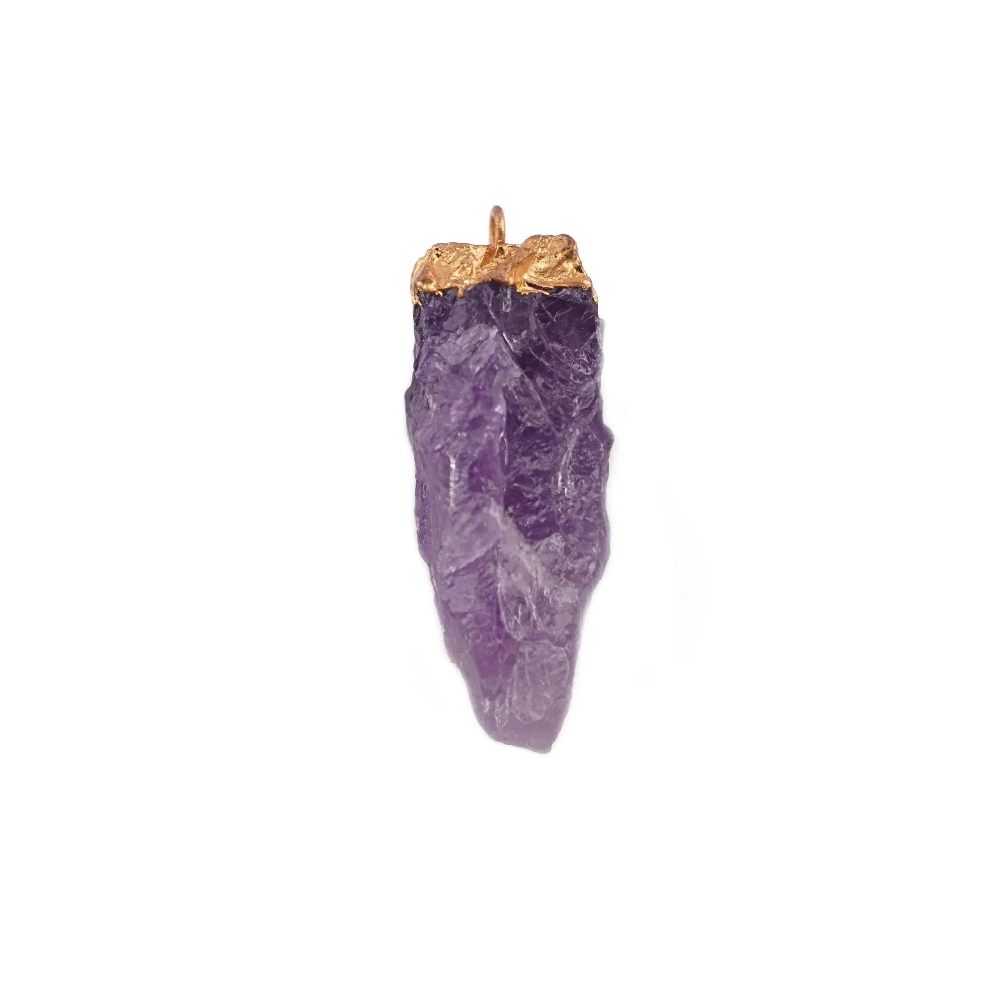 Amethyst Tooth Shape Gemstone Gold Electroplated Charm Pendant