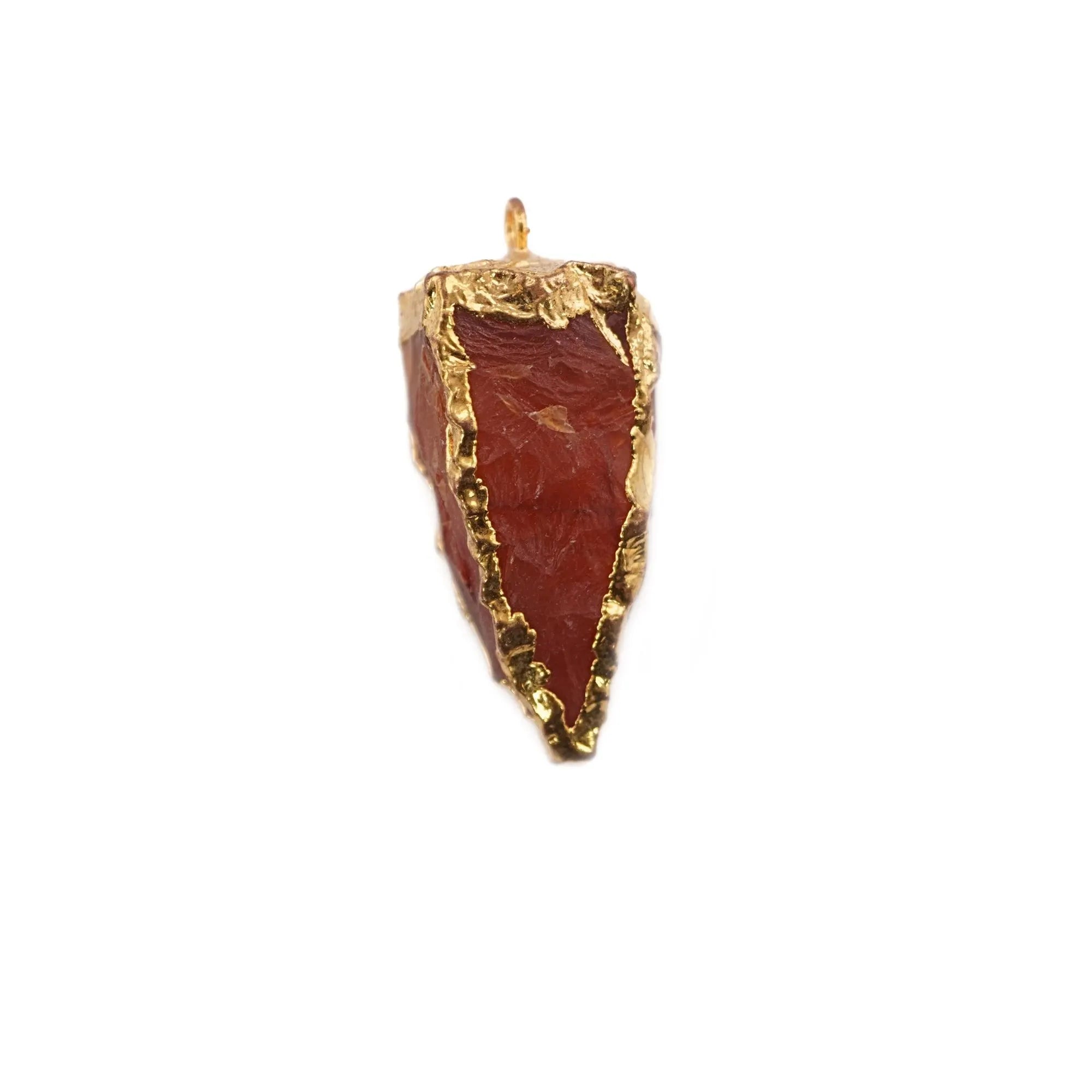 Carnelian Tooth Shape Gemstone Gold Electroplated Charm Pendant