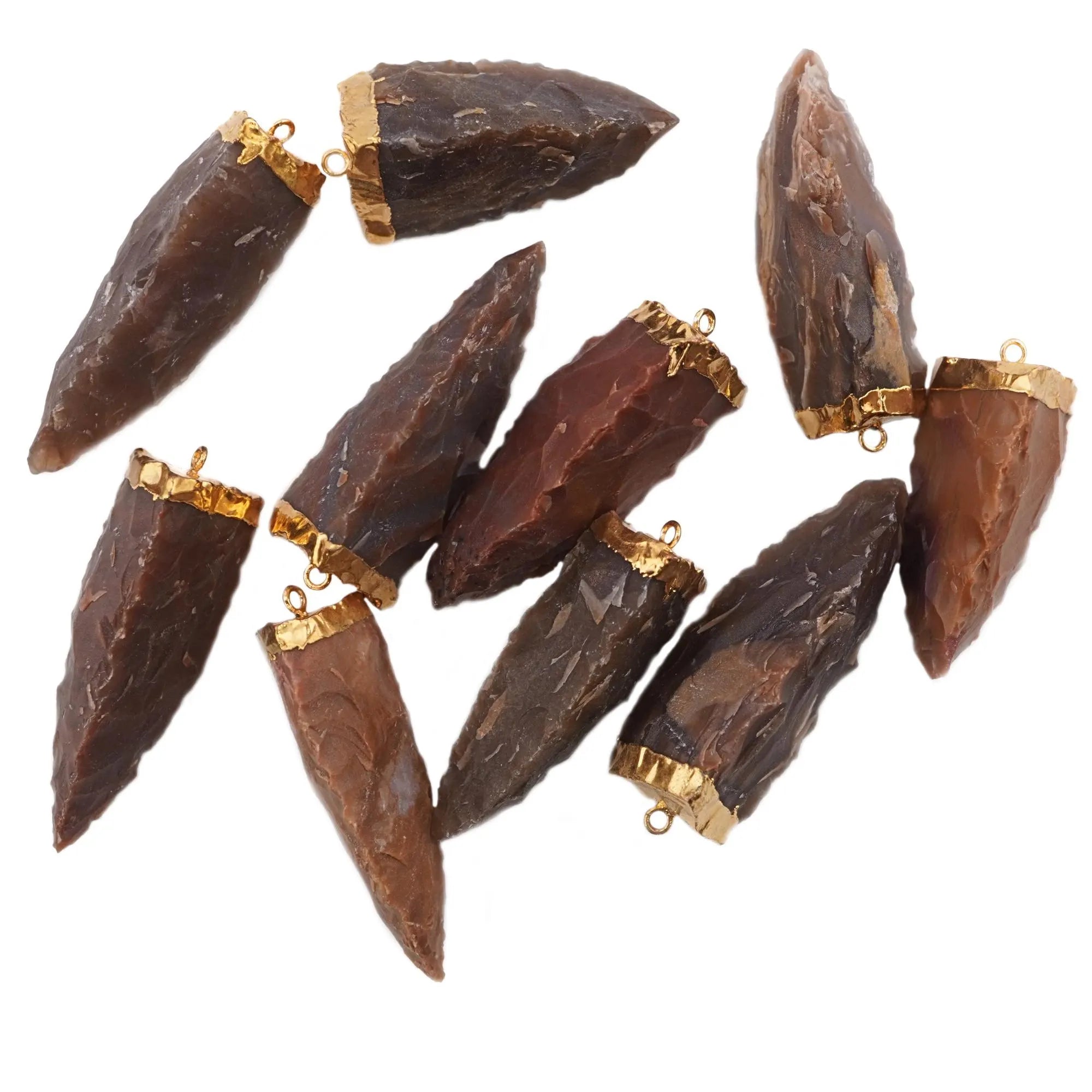 Agate Tooth Shape Gemstone Gold Electroplated Charm Pendant