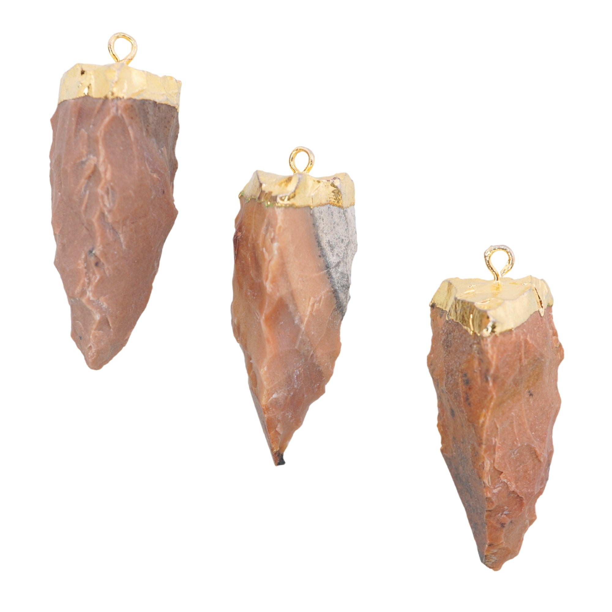 Agate Tooth Shape Gemstone Gold Electroplated Charm Pendant For Jewelry Making 44 X 16 MM