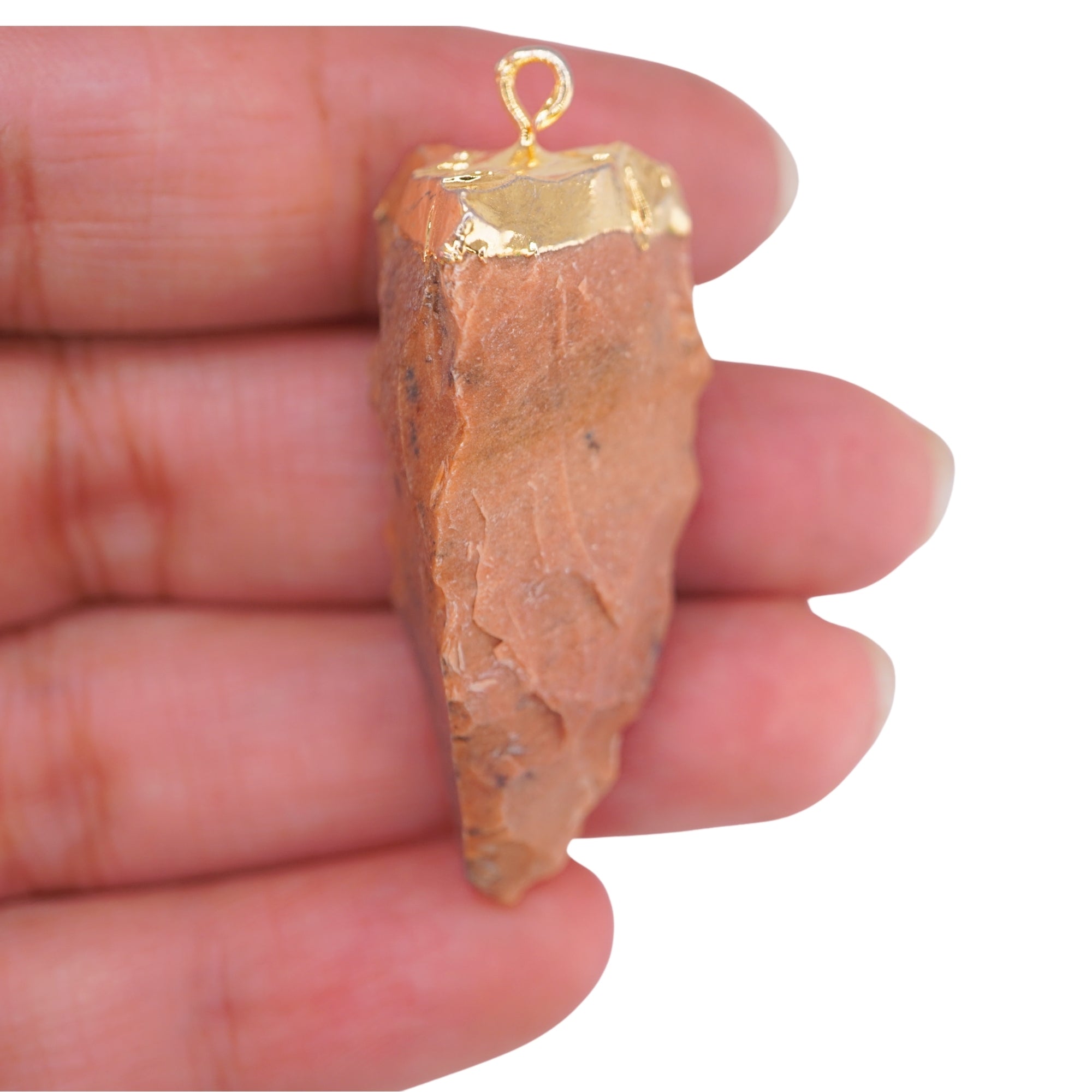 Agate Tooth Shape Gemstone Gold Electroplated Charm Pendant For Jewelry Making 44 X 16 MM