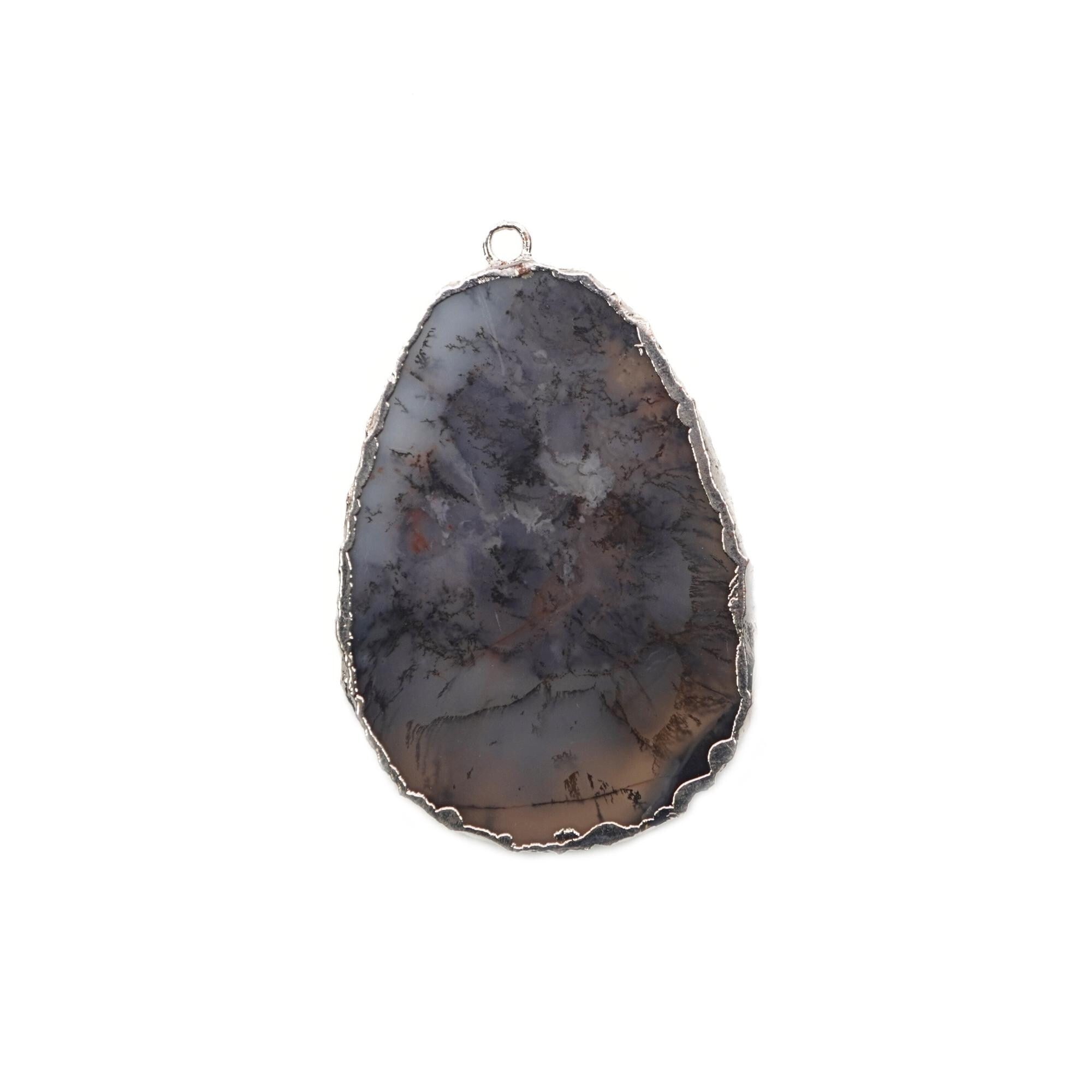 Dendrite Opal Uneven Gemstone Gold Electroplated Charm Pendant
