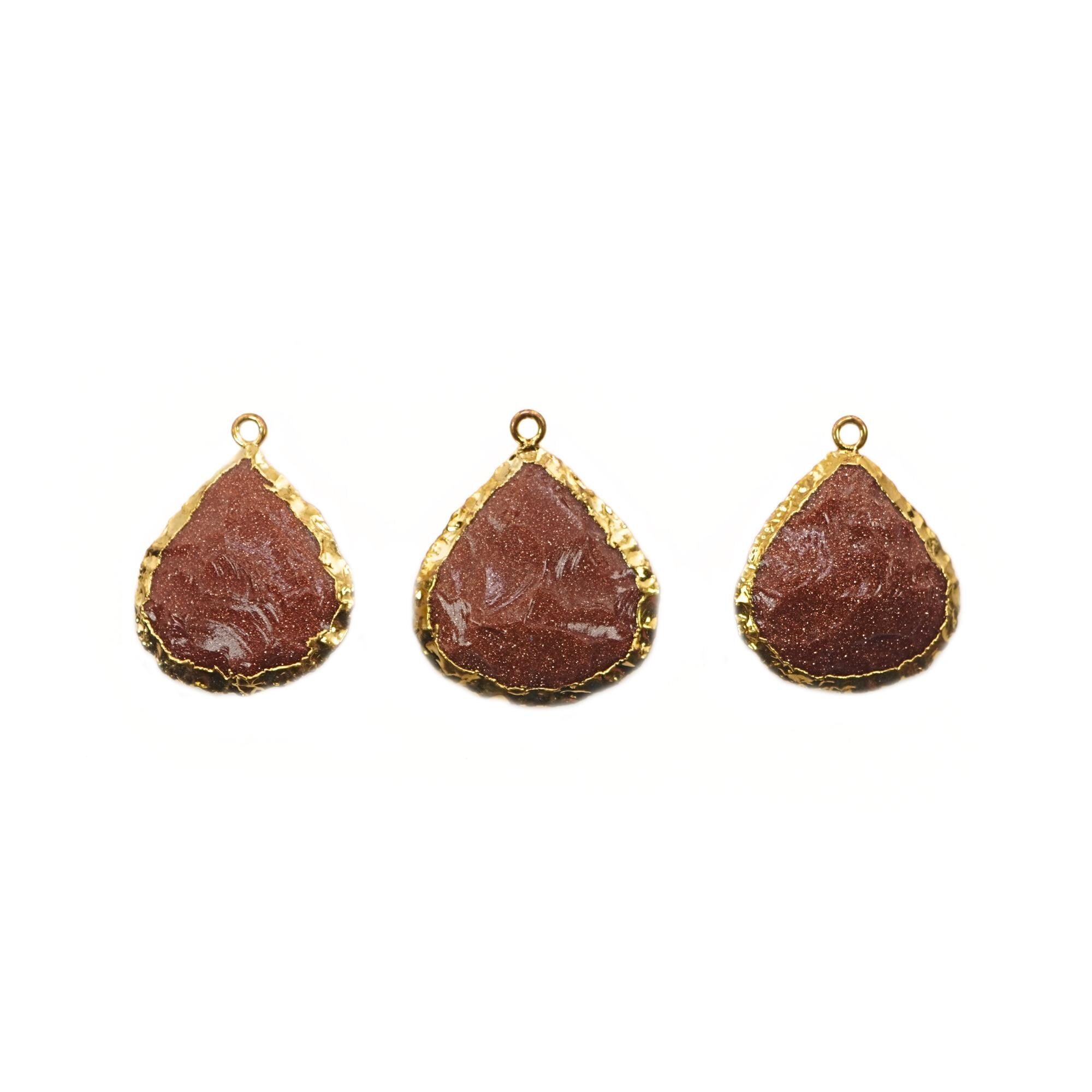 Sunstone Heart Shape Gemstone Gold Electroplated Charm Pendant