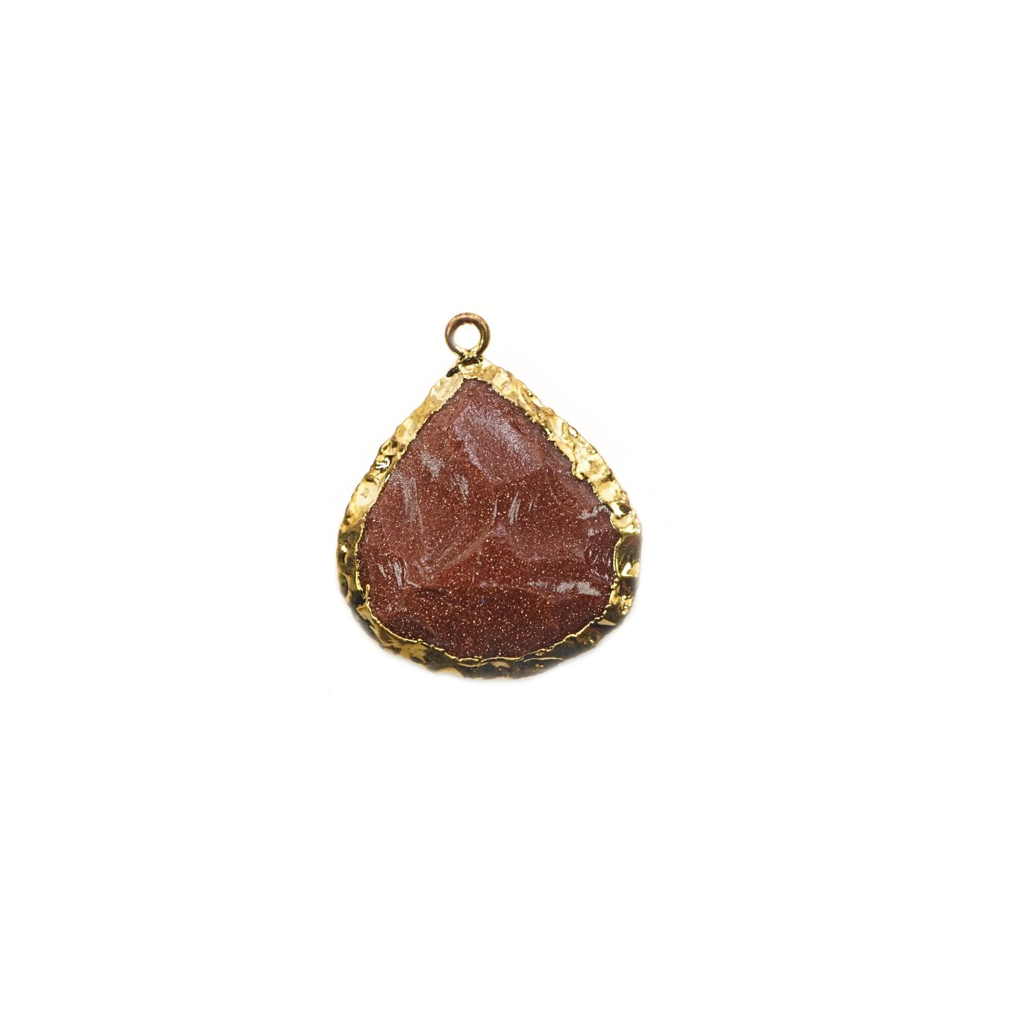 Sunstone Heart Shape Gemstone Gold Electroplated Charm Pendant