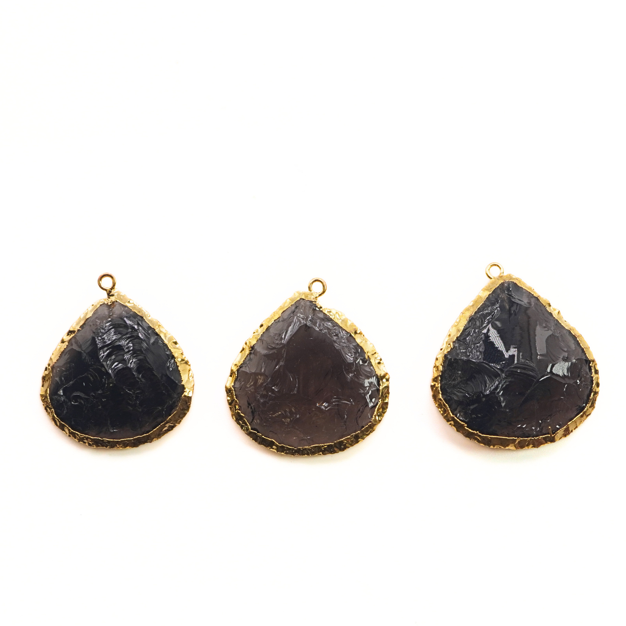 Smoky Quartz Heart Shape Gemstone Gold Electroplated Charm Pendant