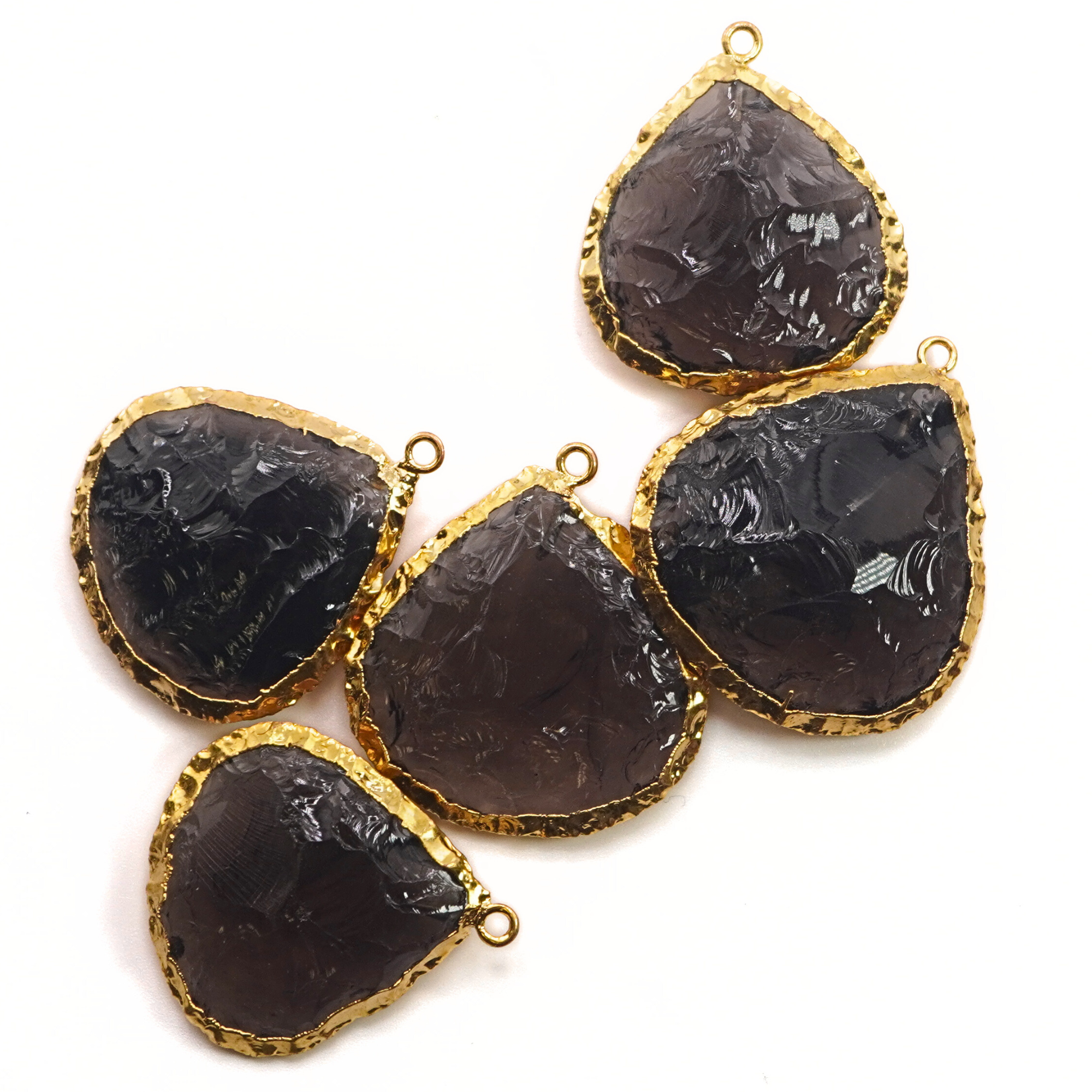 Smoky Quartz Heart Shape Gemstone Gold Electroplated Charm Pendant