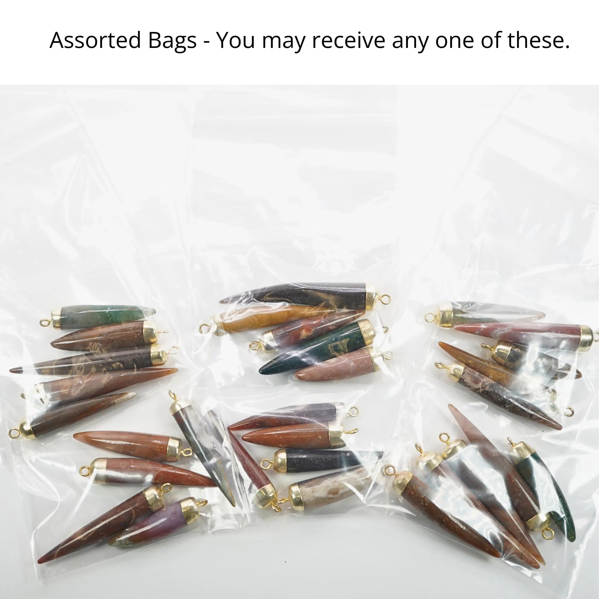 Multi Color Jasper Chili Gemstone Gold Electroplated Charm Pendant