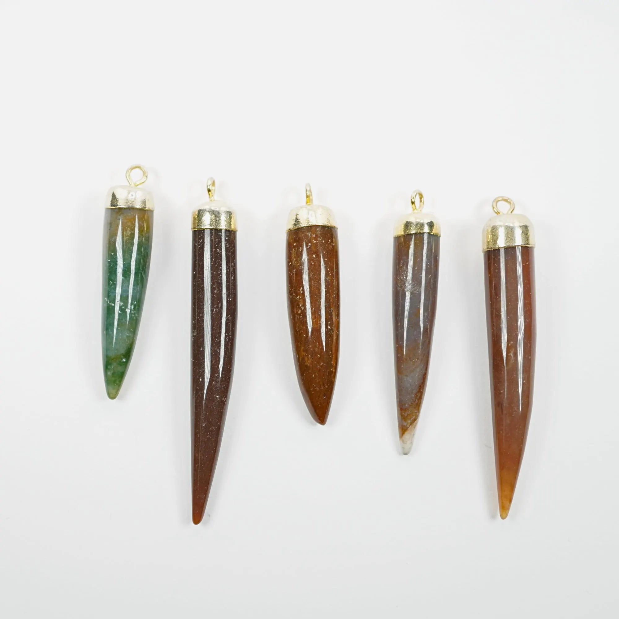 Multi Color Jasper Chili Gemstone Gold Electroplated Charm Pendant