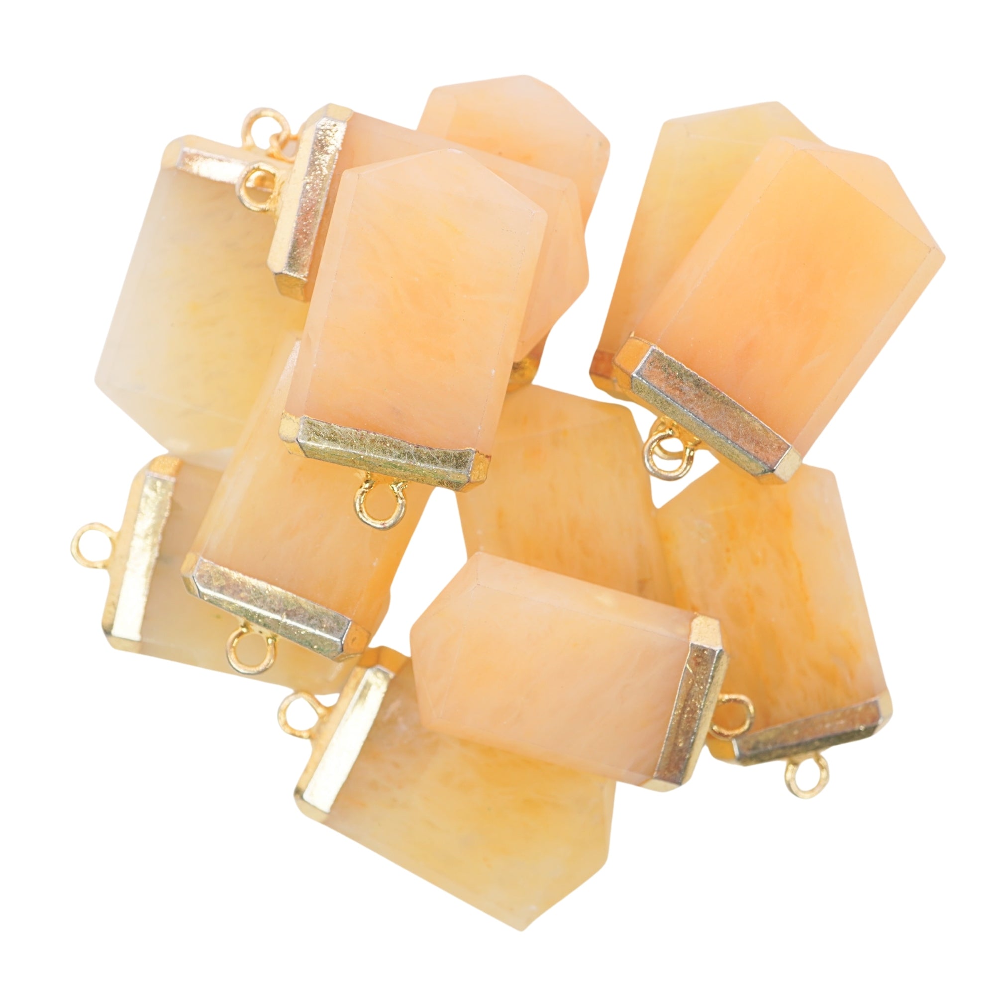 Aventurine Faceted Flat Point Pencil Gemstone Gold Electroplated Charm Pendant