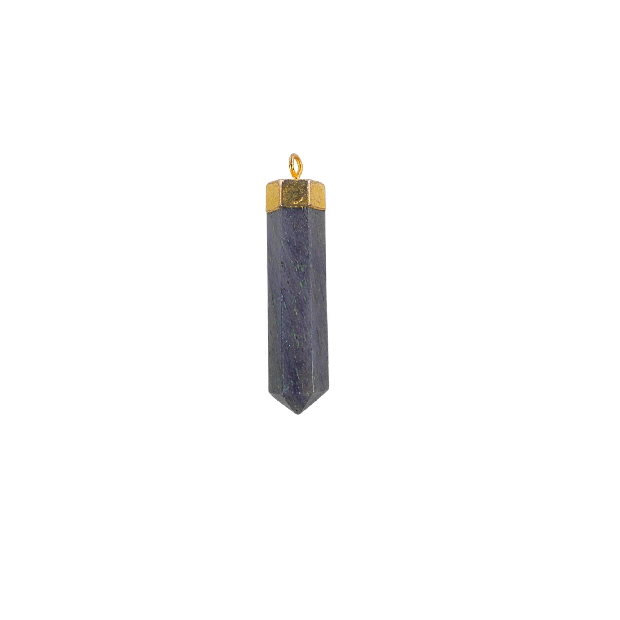 Hematite Pencil Point Pendant Gold Electroplated Large Gemstone Pendant