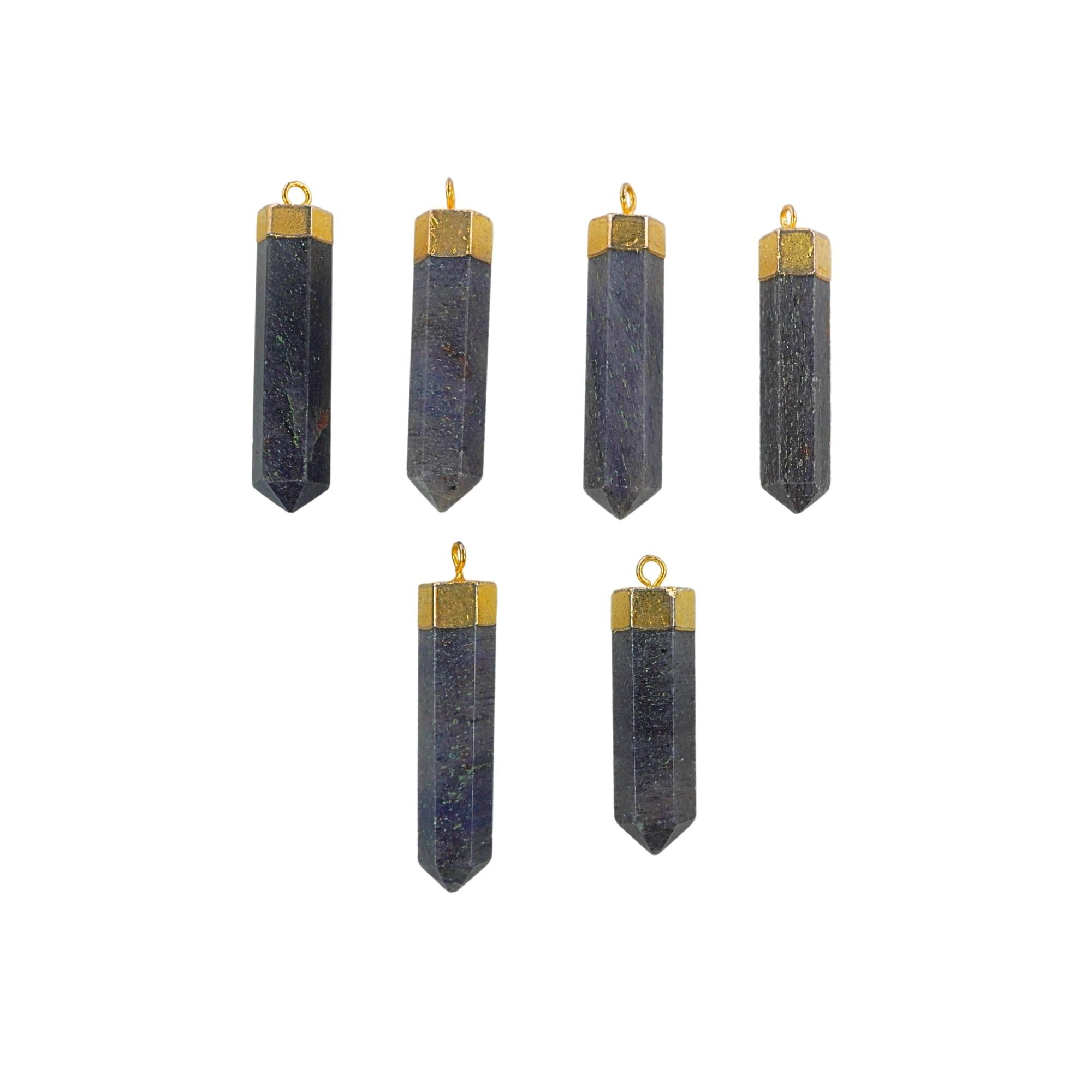 Hematite Pencil Point Pendant Gold Electroplated Large Gemstone Pendant