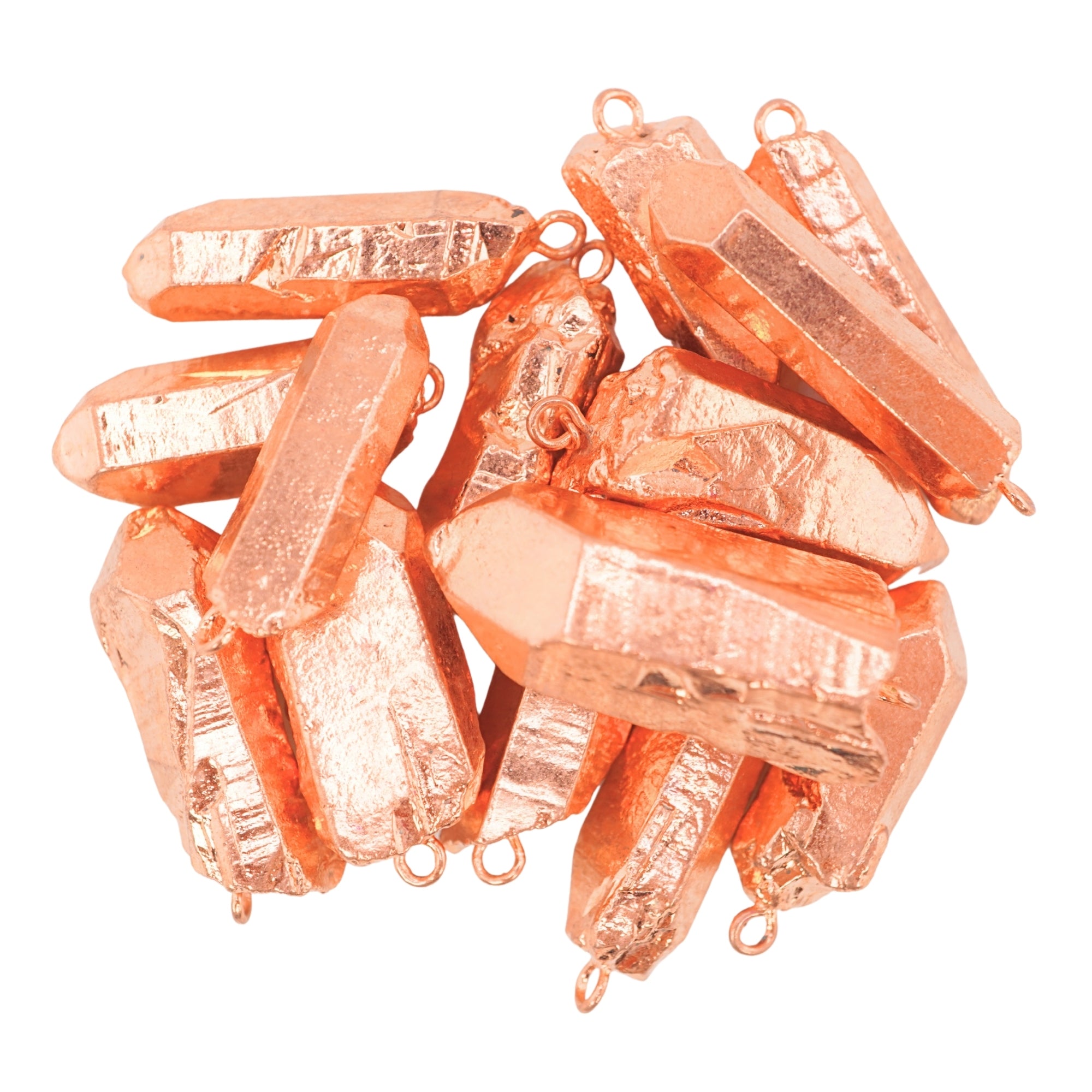 Pyrite Smooth Bullet Shape Gemstone Rose Gold Electroplated Charm Pendant