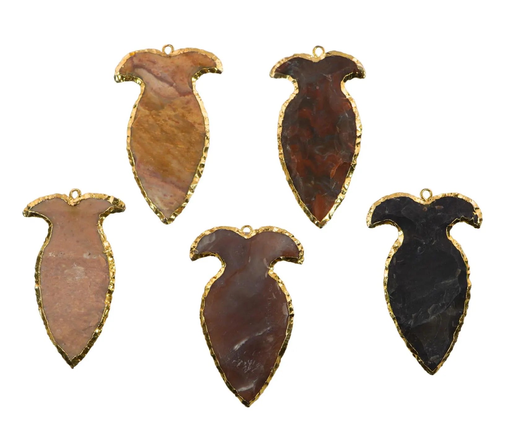 Brown Jasper Fish Shape Matt Gold Electroplated Charm Pendant For Jewelry Making 55 X 40 MM