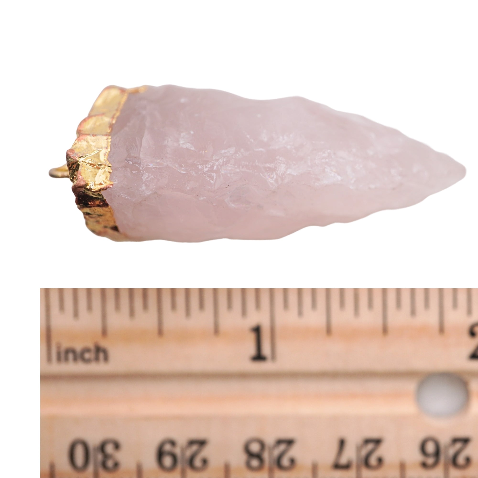 Rose Quartz Bullet Shape Gemstone Gold Electroplated Charm Pendant