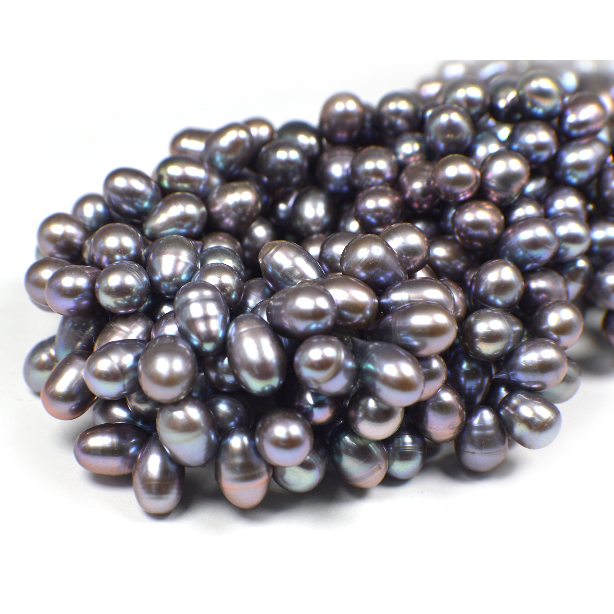 10 x 7 - 12 x 7 MM Peacock Rice Freshwater Pearls Beads
