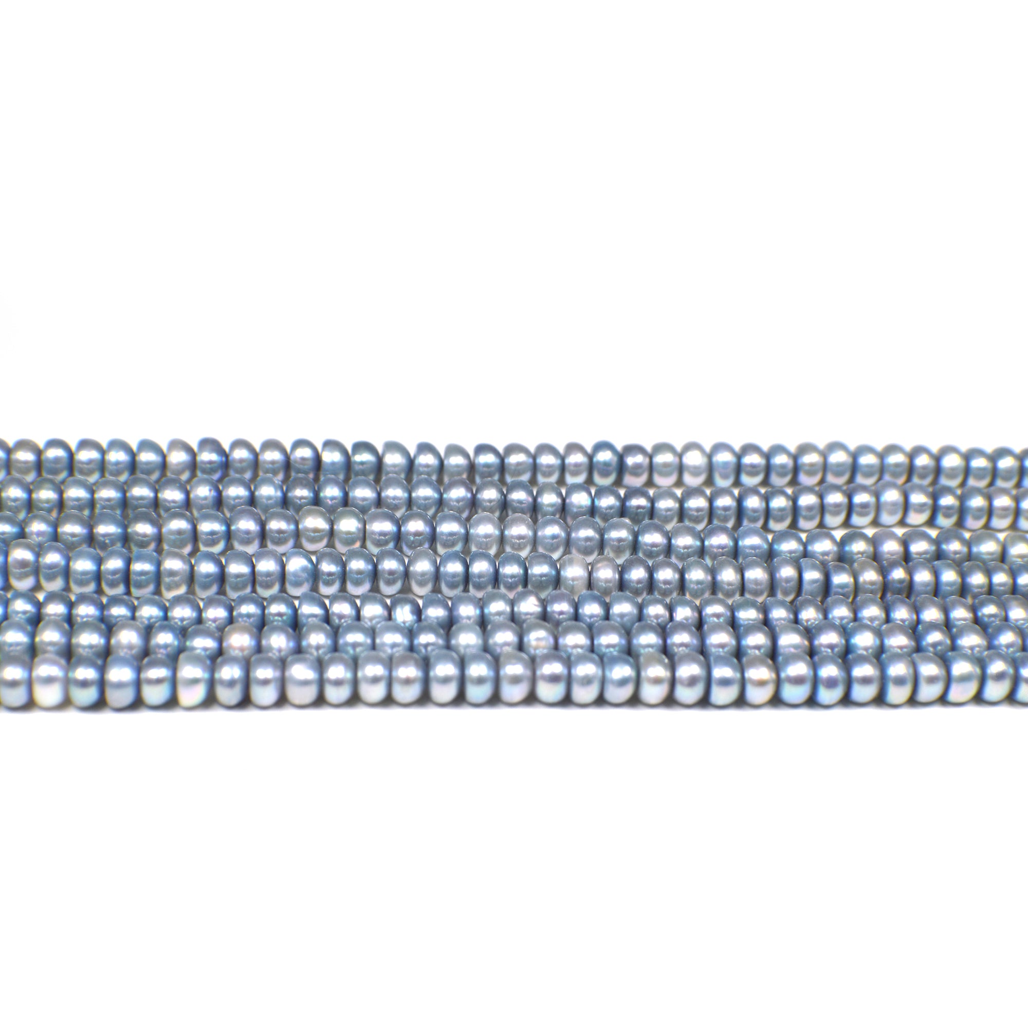 5 - 6 MM Sky Blue Button / Rondelle Freshwater Pearls Beads
