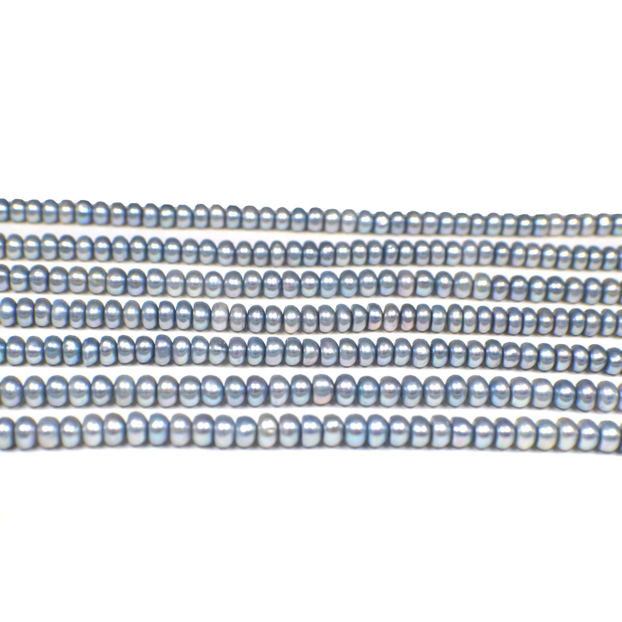 5 - 6 MM Sky Blue Button / Rondelle Freshwater Pearls Beads