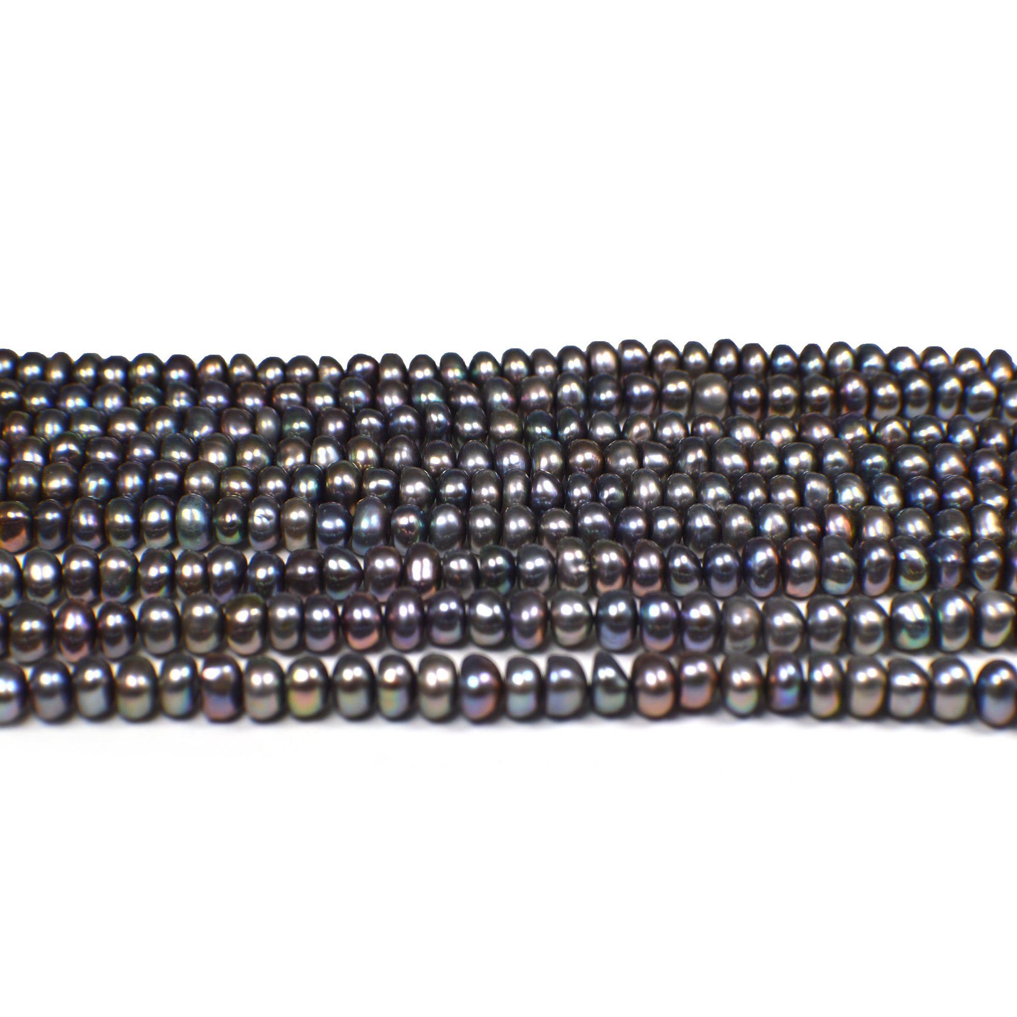 6 - 7 MM Peacock Button / Rondelle Freshwater Pearls Beads