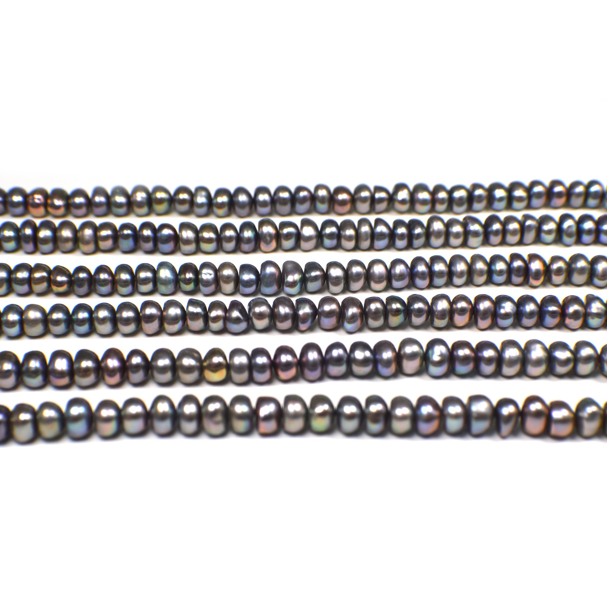 6 - 7 MM Peacock Button / Rondelle Freshwater Pearls Beads