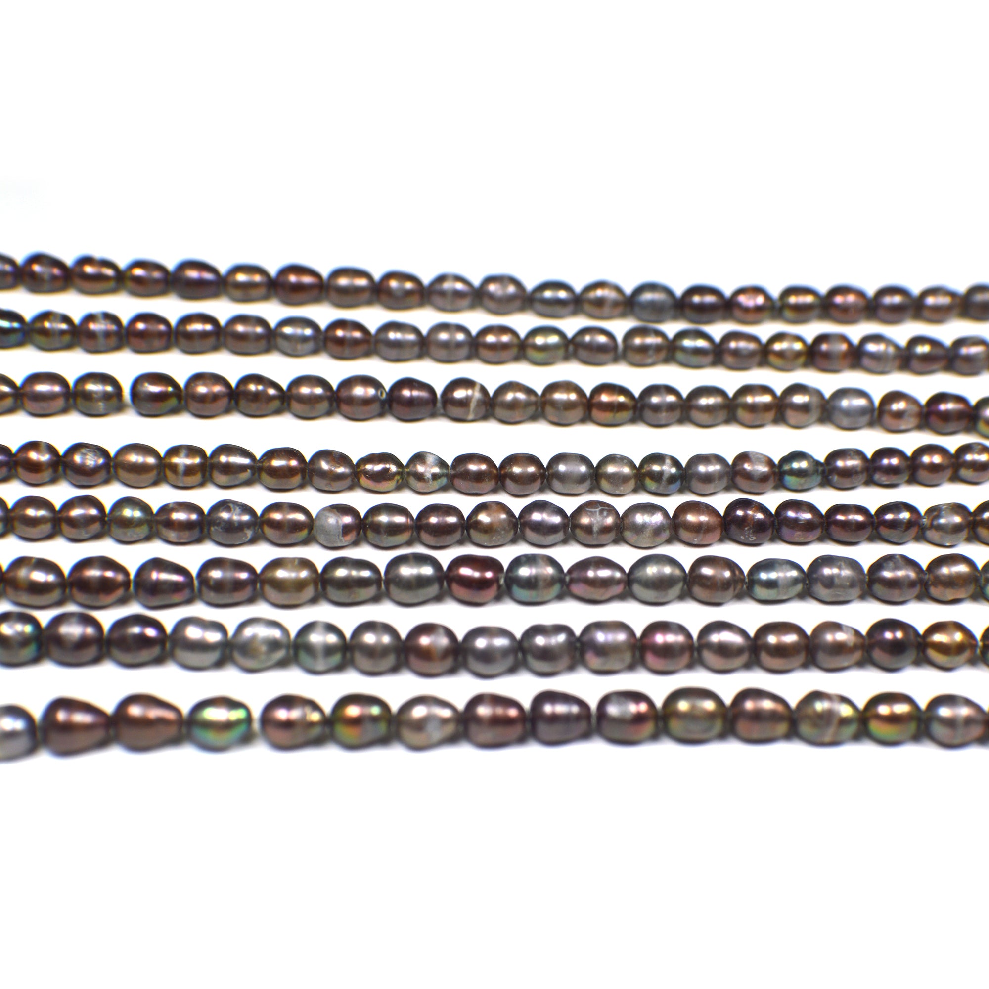 5.5x4.5 - 6x4.5 MM Chocolate Rice Freshwater Pearls Beads