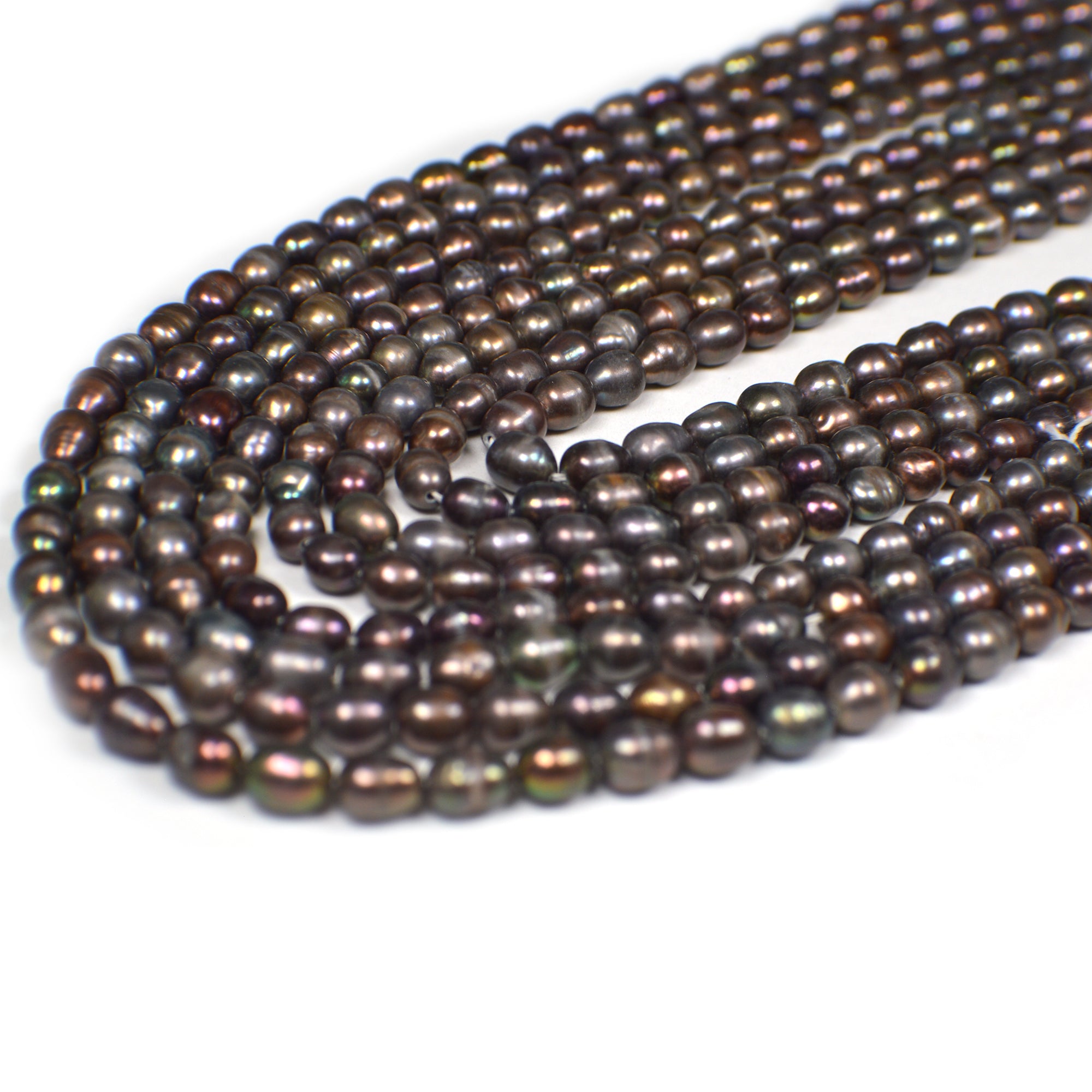 5.5x4.5 - 6x4.5 MM Chocolate Rice Freshwater Pearls Beads