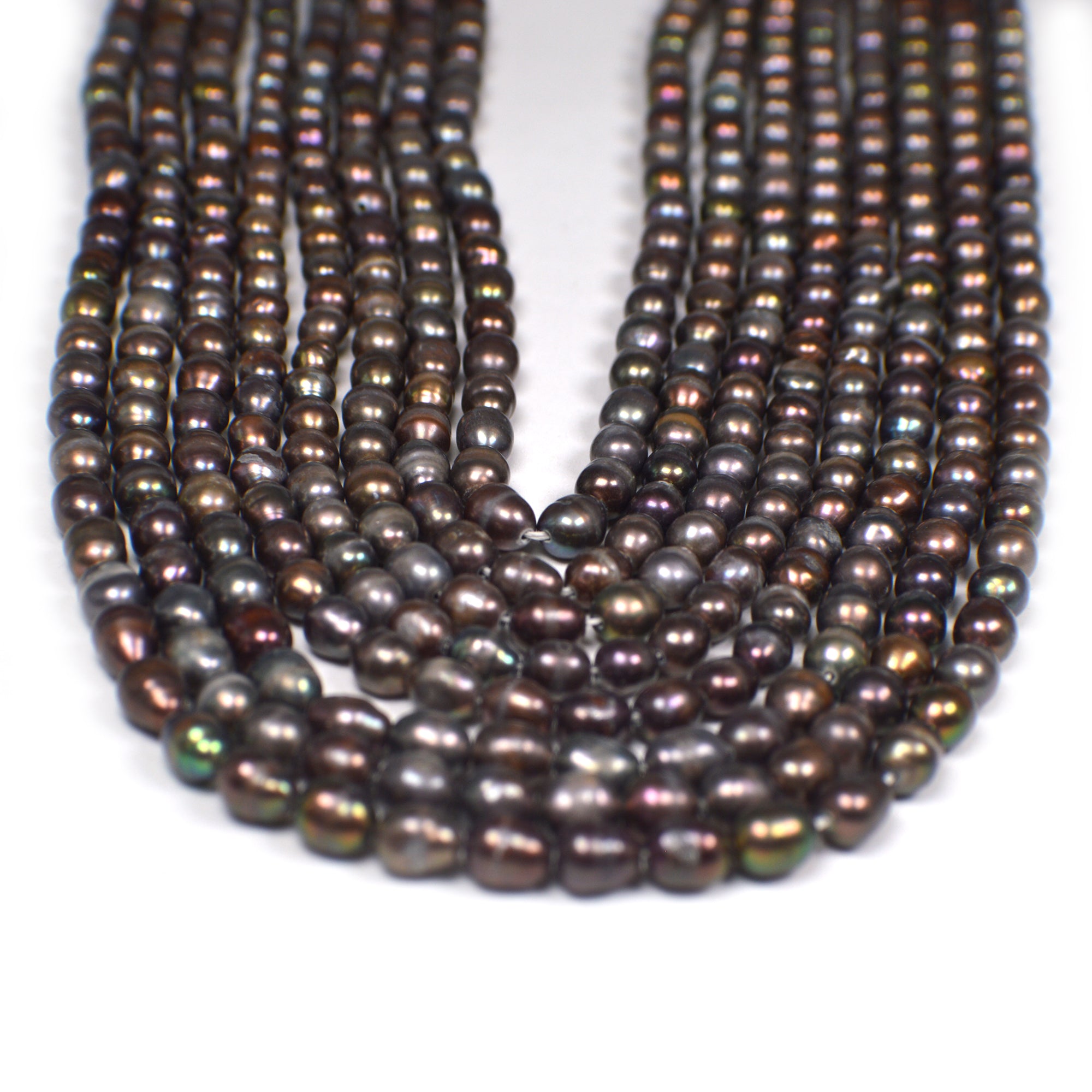 5.5x4.5 - 6x4.5 MM Chocolate Rice Freshwater Pearls Beads