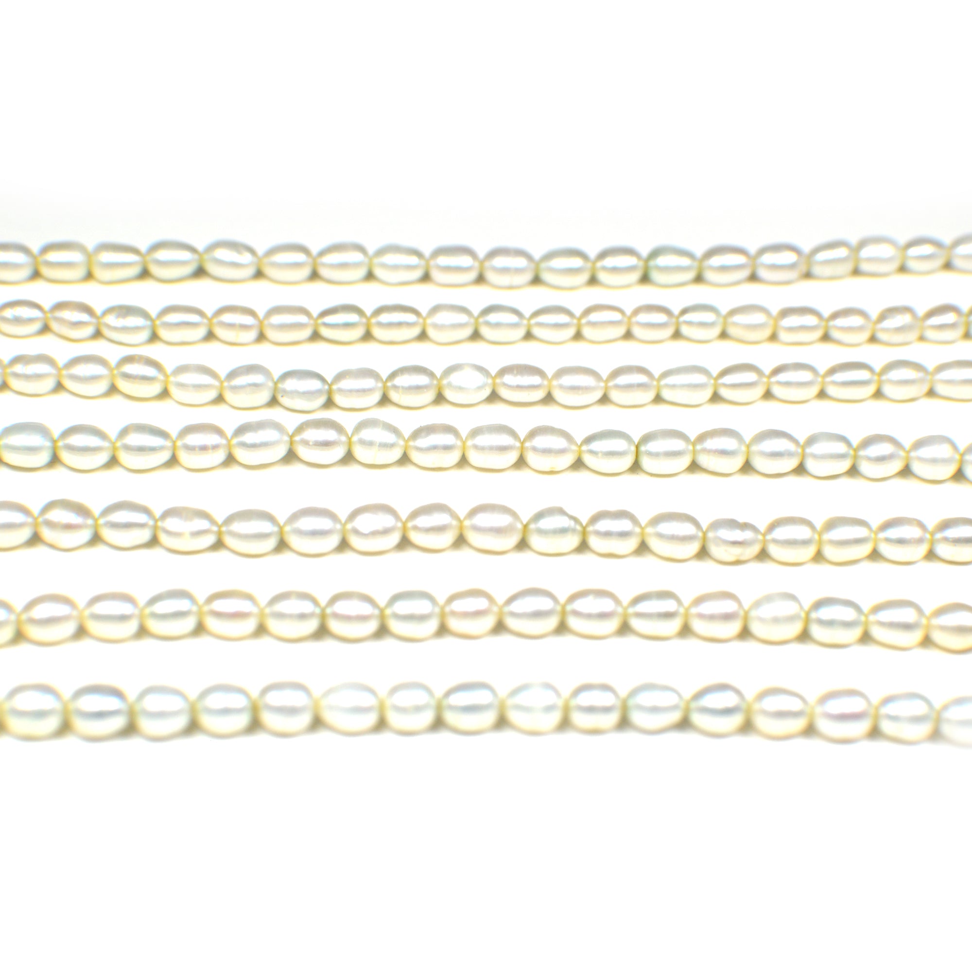 5x4 - 6x4 MM Light Green Rice Freshwater Pearls Beads