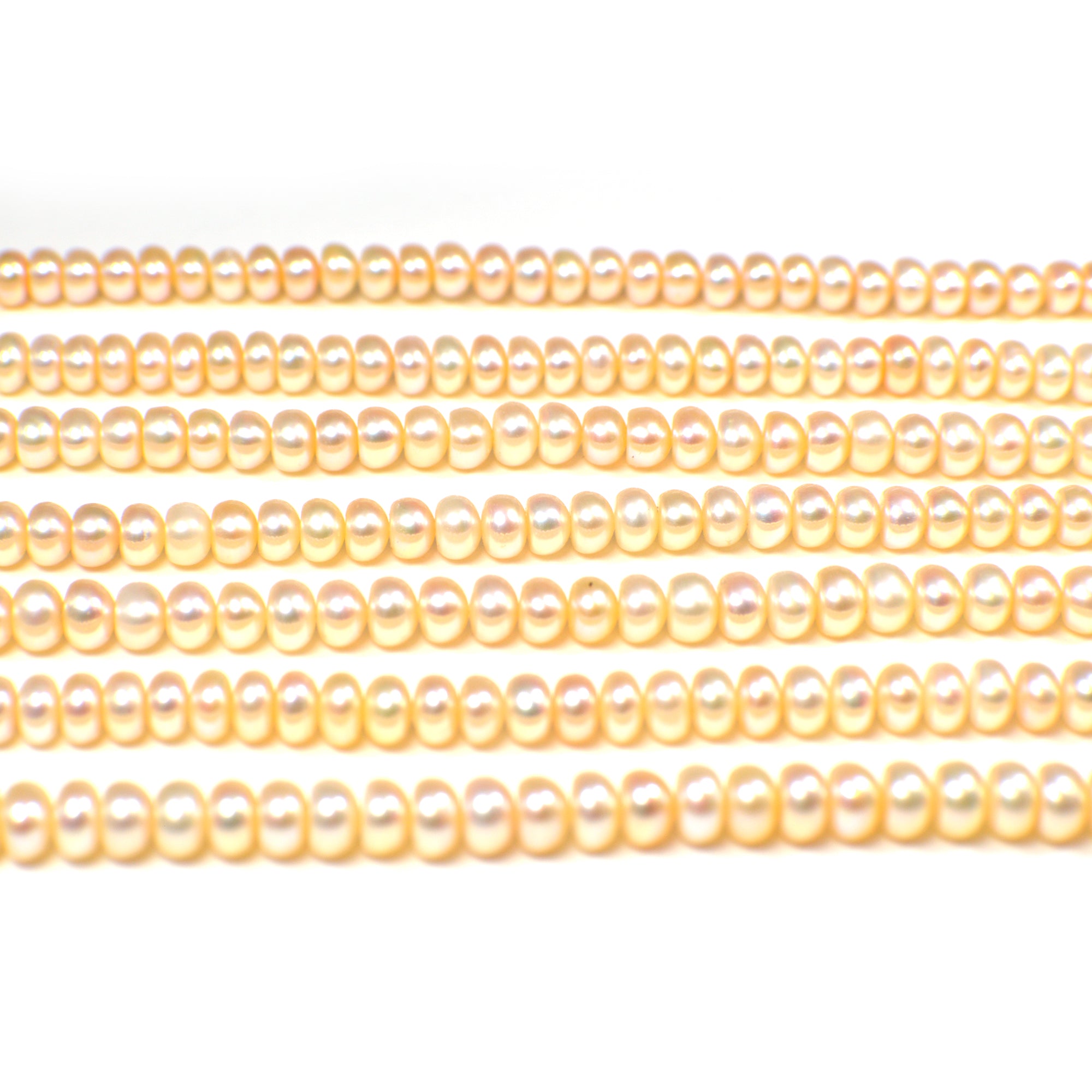5 - 6 MM Peach Button / Rondelle Freshwater Pearls Beads