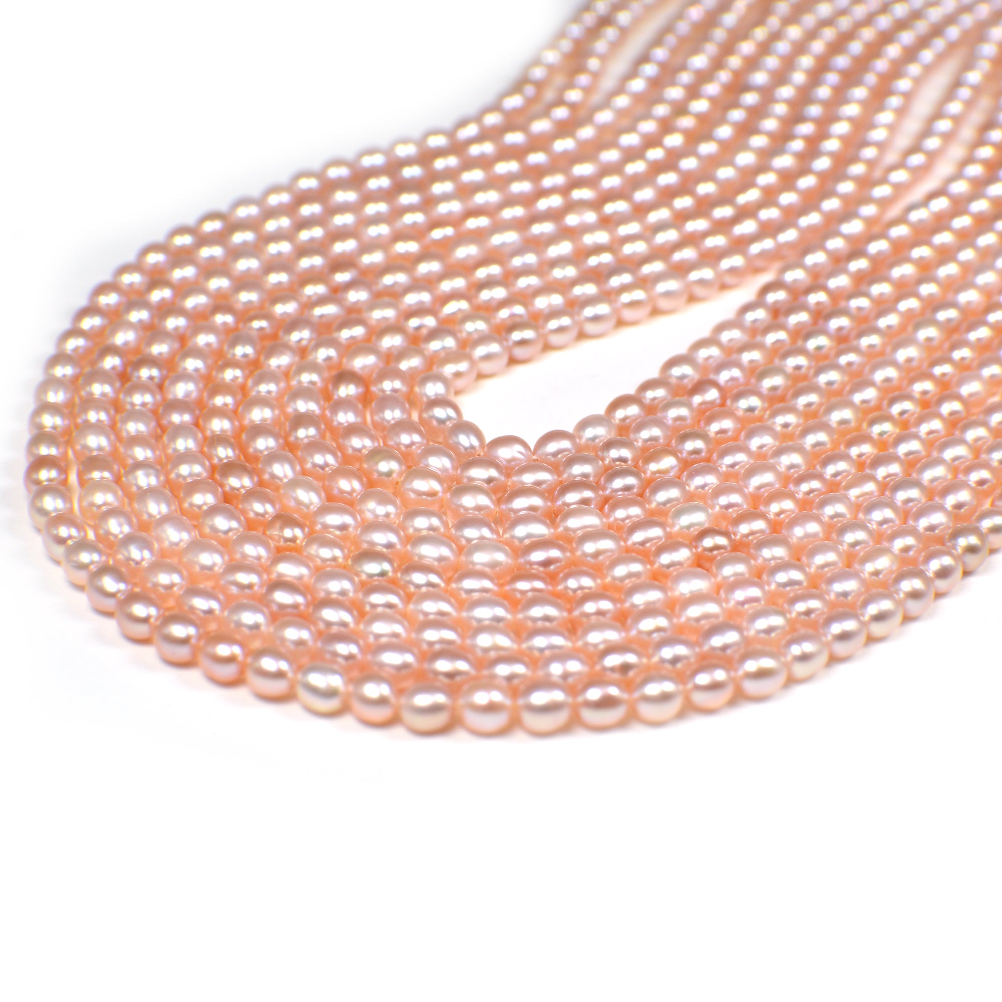 5x4 - 6x4 Pink Peach Rice Freshwater Pearls Beads