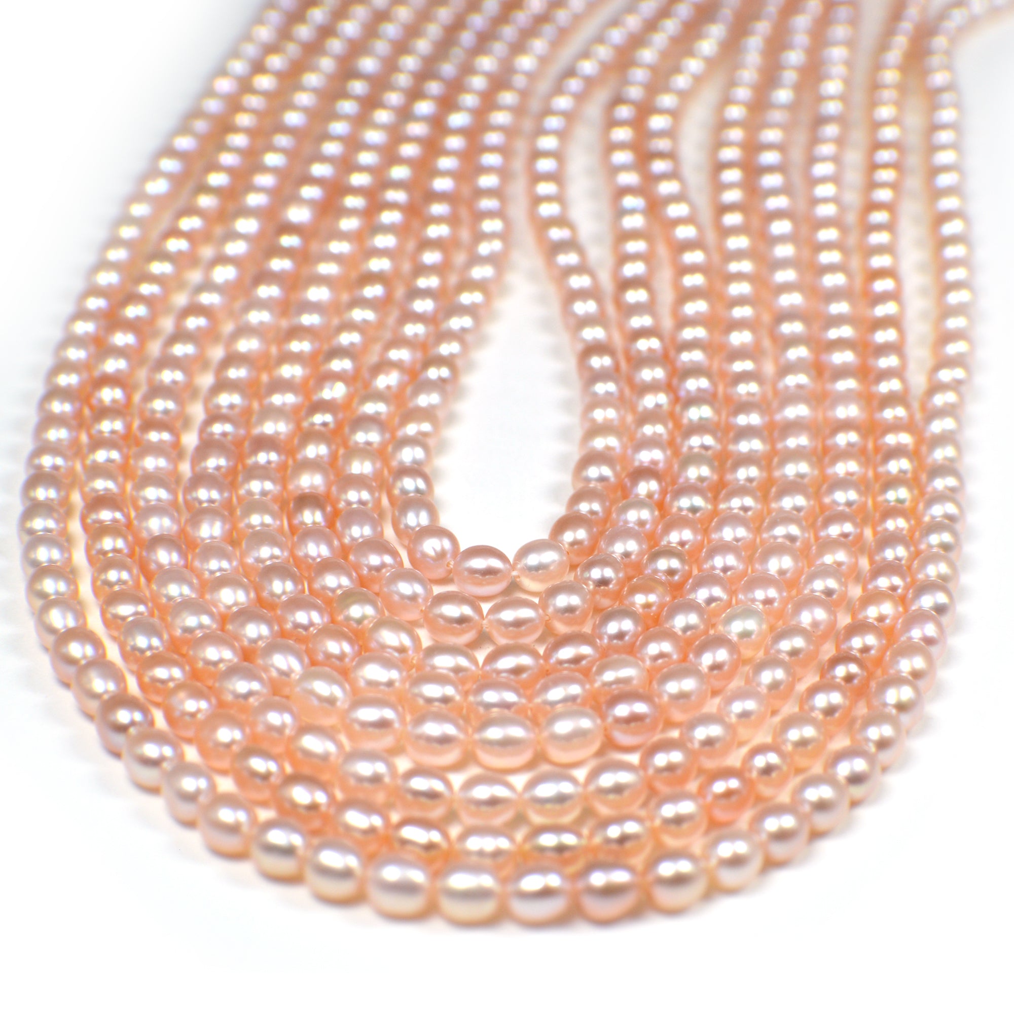 5x4 - 6x4 Pink Peach Rice Freshwater Pearls Beads