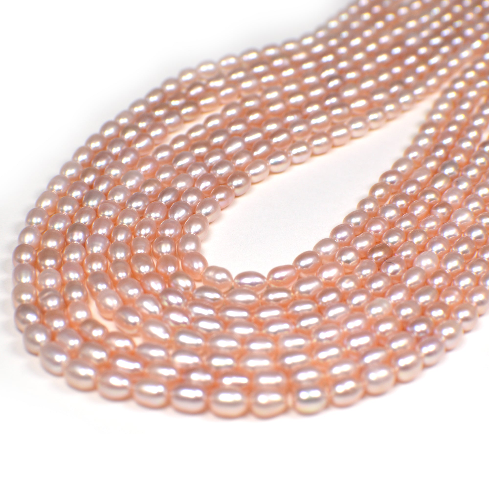 5x4 - 6x4 MM Pink Peach Rice Freshwater Pearls Beads